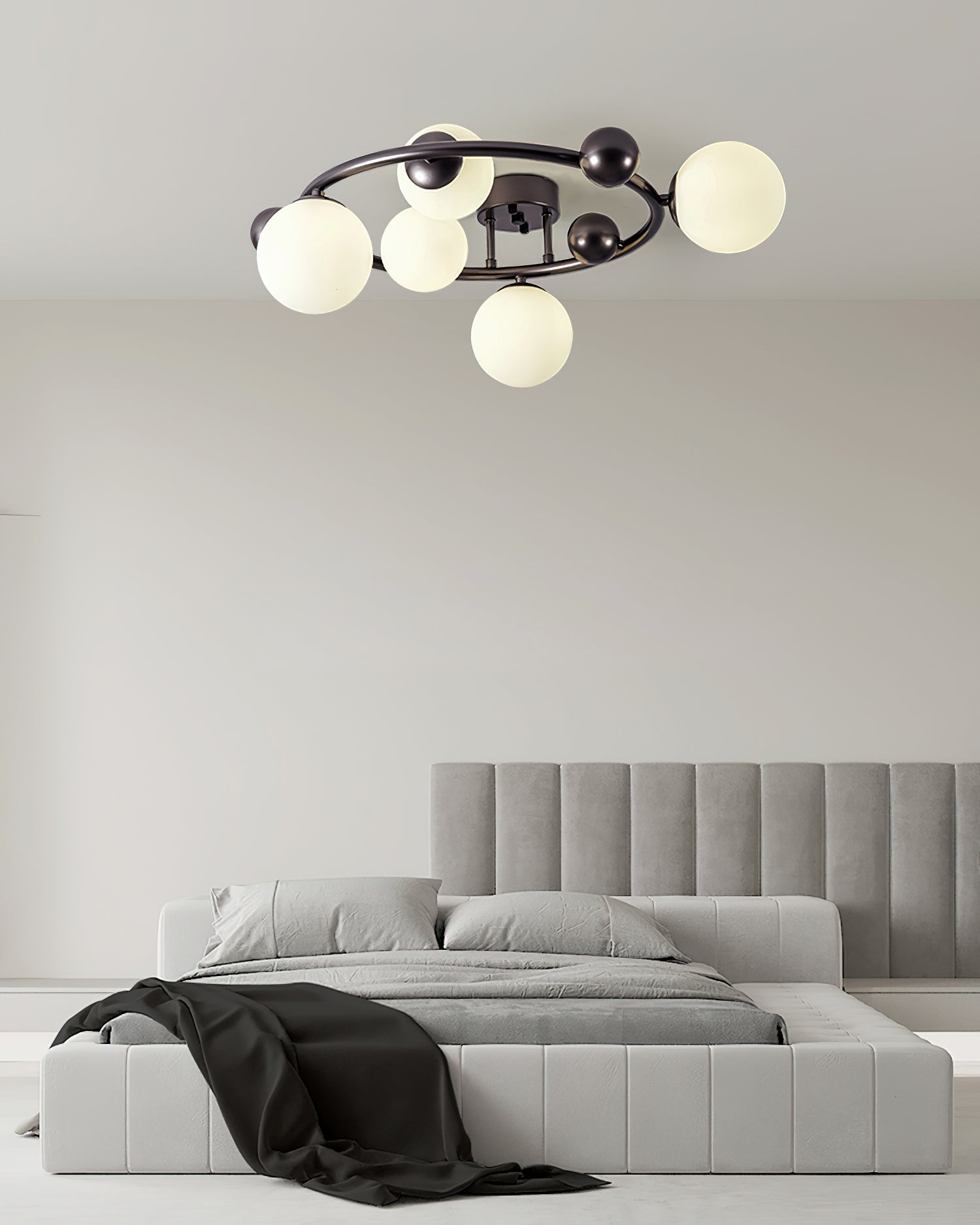 Keden Ceiling Light Black Orbital Frosted Glass Shades - Letslighting