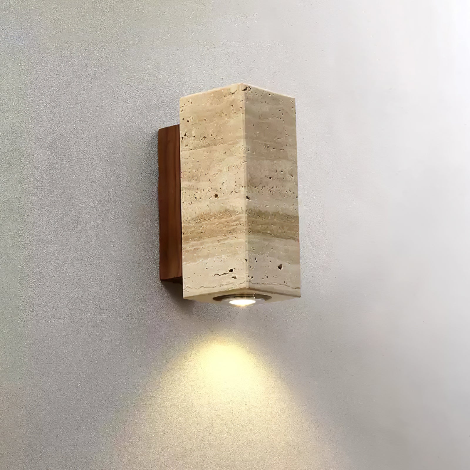 Celore Cylinder-Wood Travertine Wall Light - Letslighting