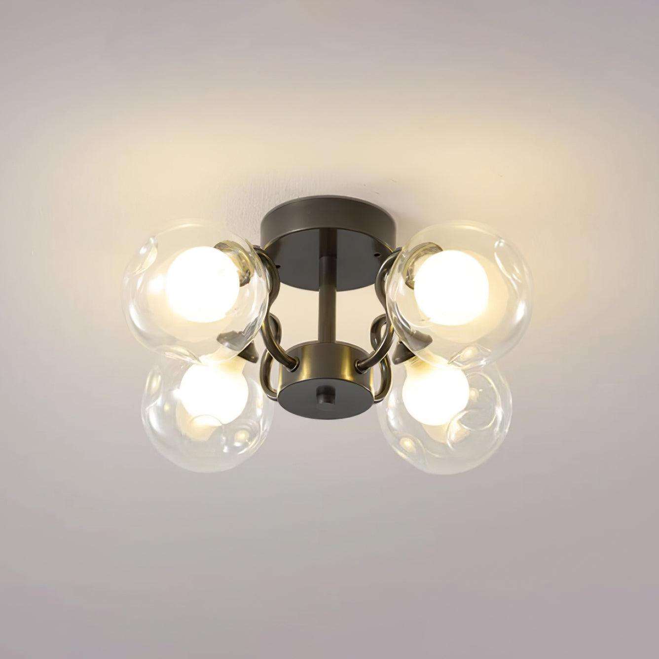 Orb Ceiling Lamp Bloom Glass Globe Arms Modern Living Room - Letslighting