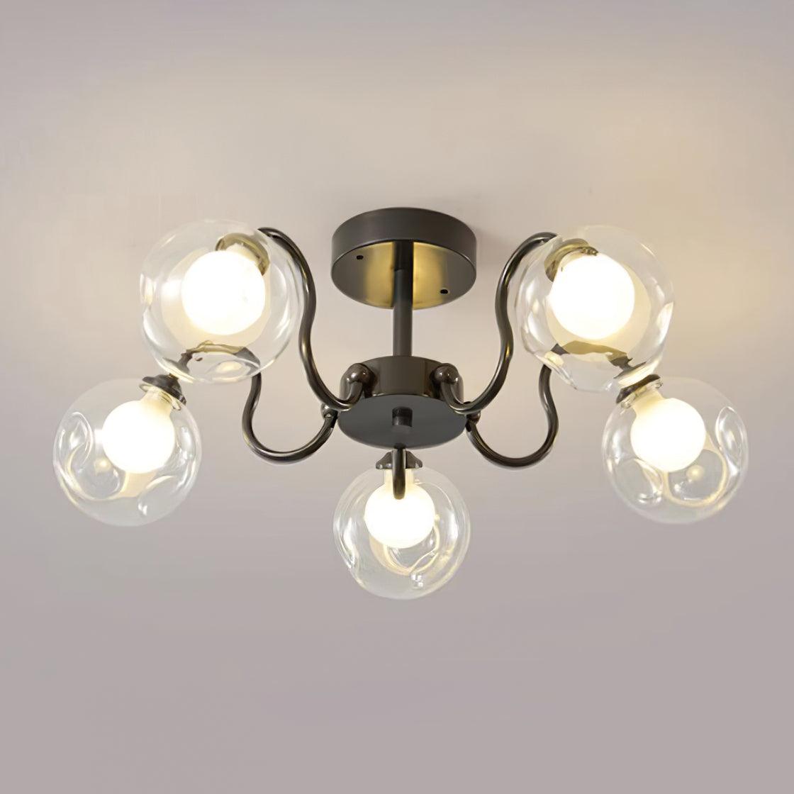 Orb Ceiling Lamp Bloom Glass Globe Arms Modern Living Room - Letslighting