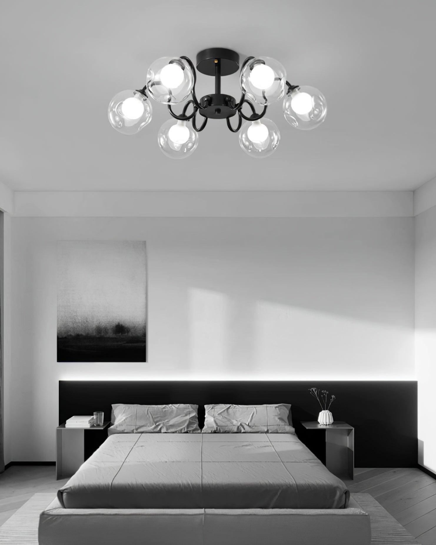 Orb Ceiling Lamp Bloom Glass Globe Arms Modern Living Room - Letslighting