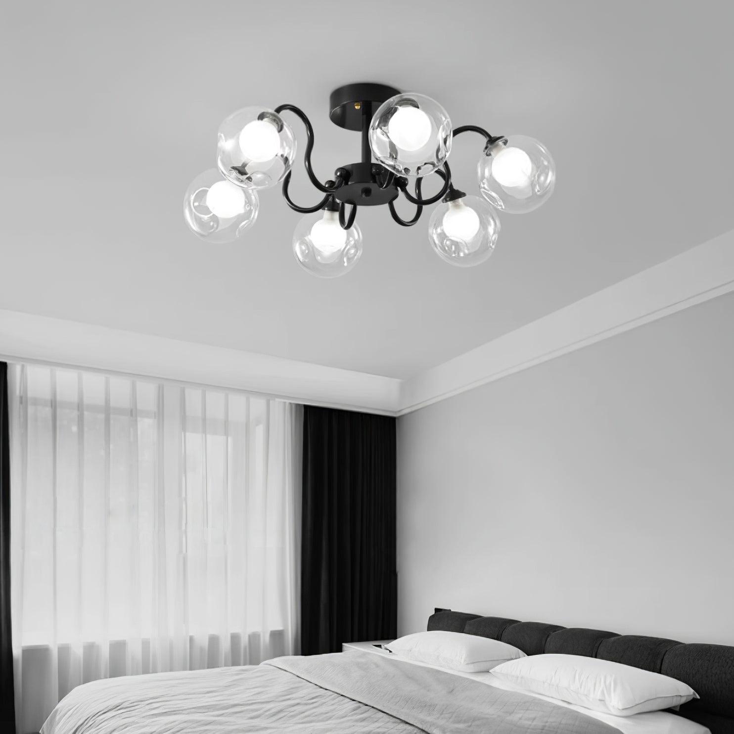 Orb Ceiling Lamp Bloom Glass Globe Arms Modern Living Room - Letslighting