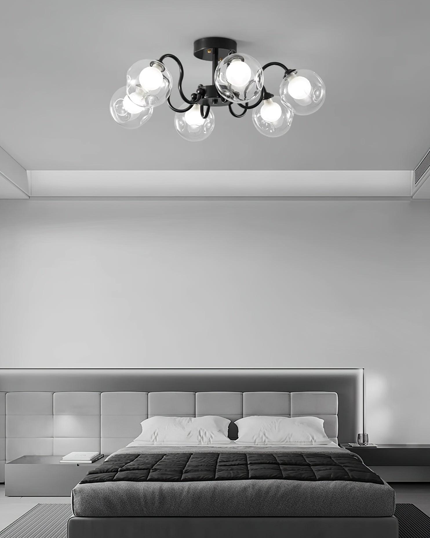 Orb Ceiling Lamp Bloom Glass Globe Arms Modern Living Room - Letslighting