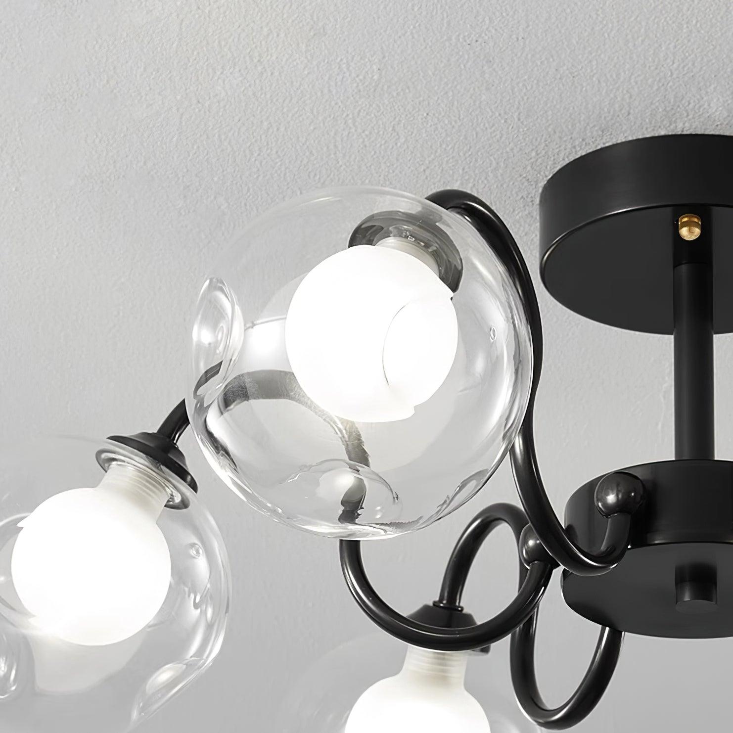 Orb Ceiling Lamp Bloom Glass Globe Arms Modern Living Room - Letslighting