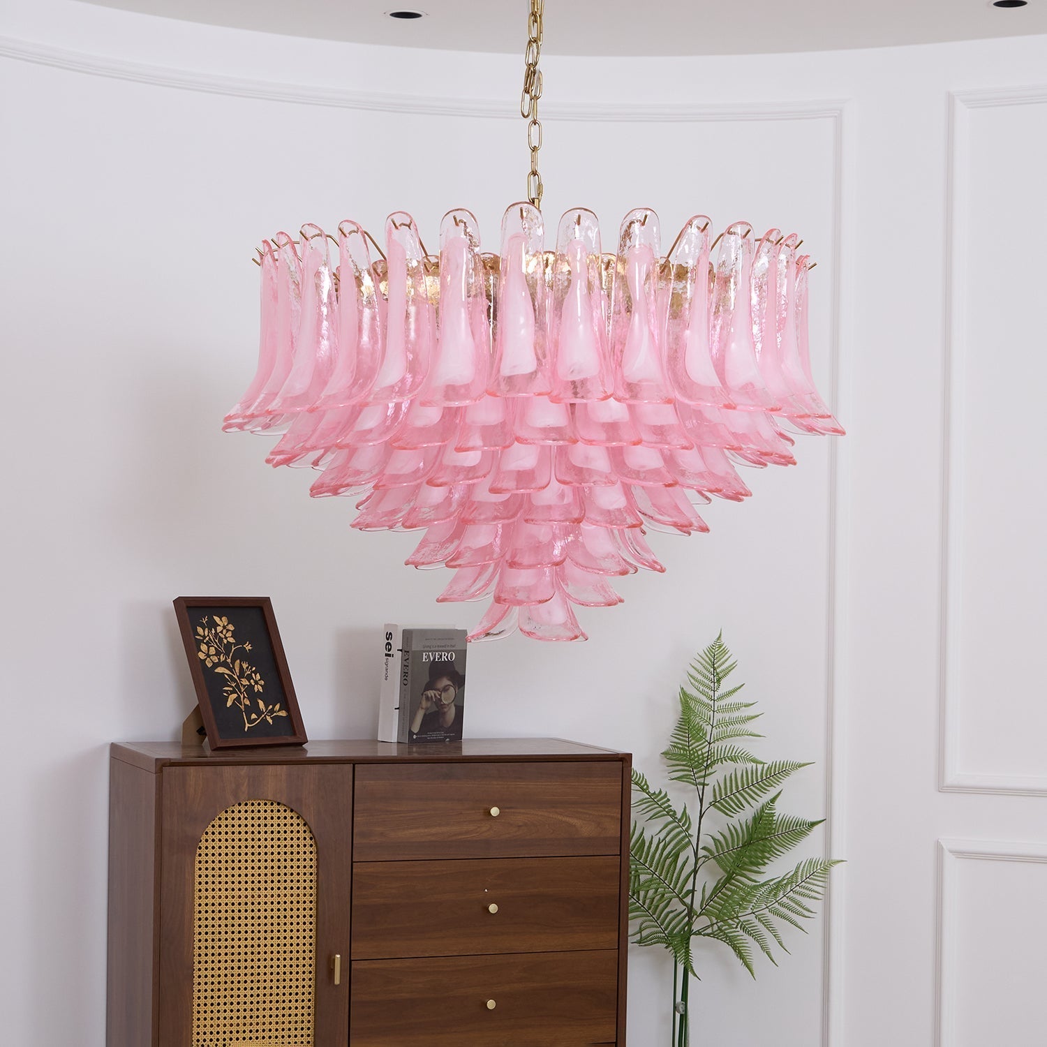 Aurora Chandelier Blush Pink Murano Glass Petals Elegant - Letslighting