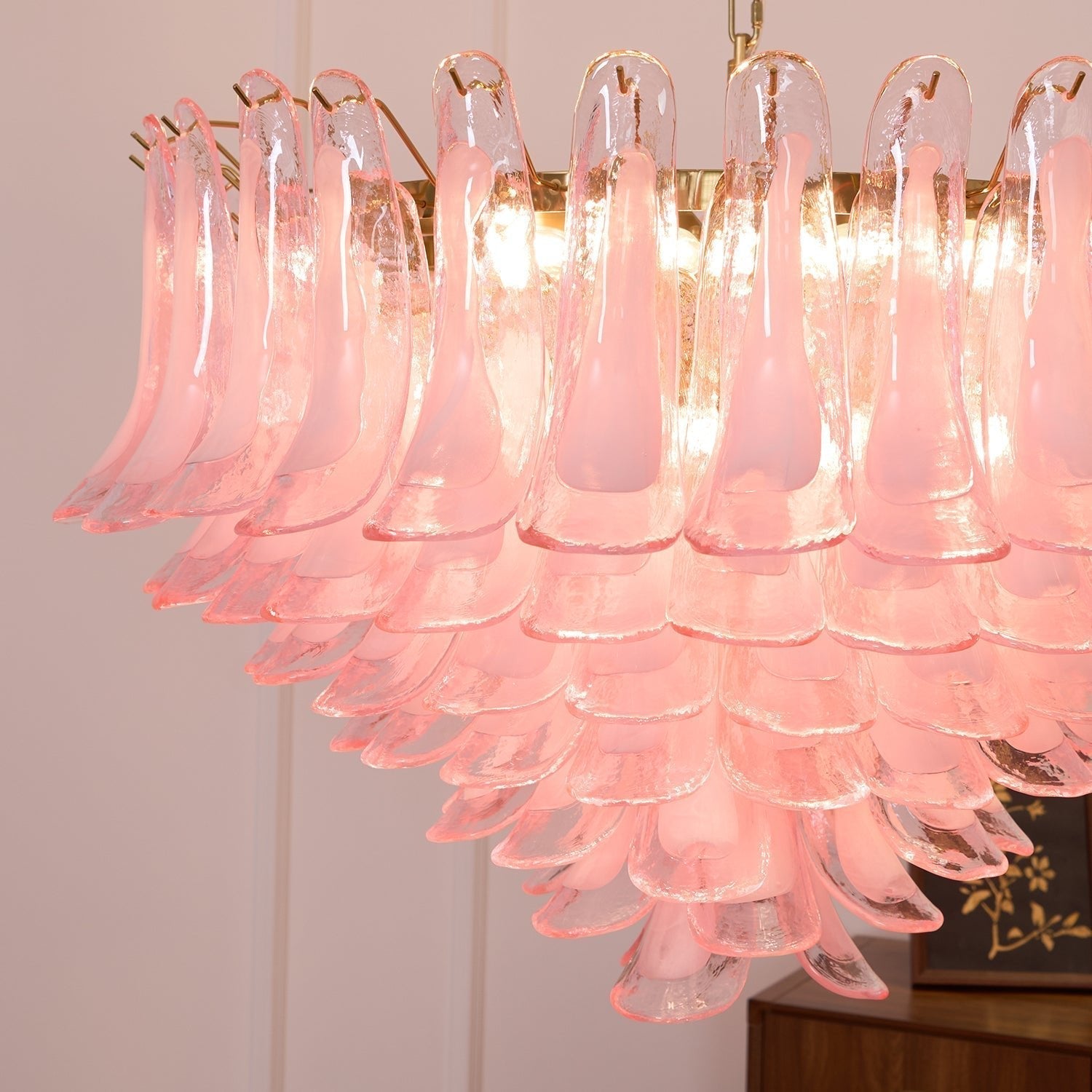 Aurora Chandelier Blush Pink Murano Glass Petals Elegant - Letslighting