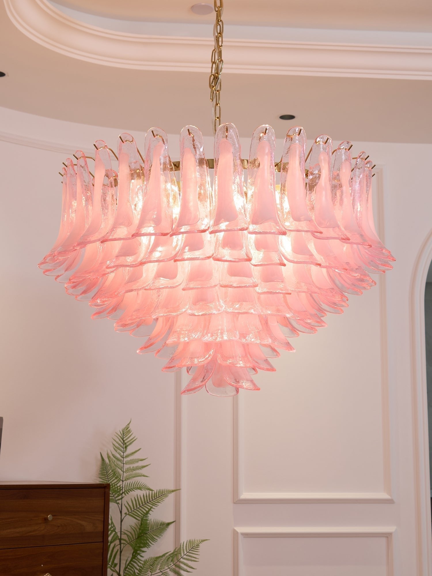 Aurora Chandelier Blush Pink Murano Glass Petals Elegant - Letslighting