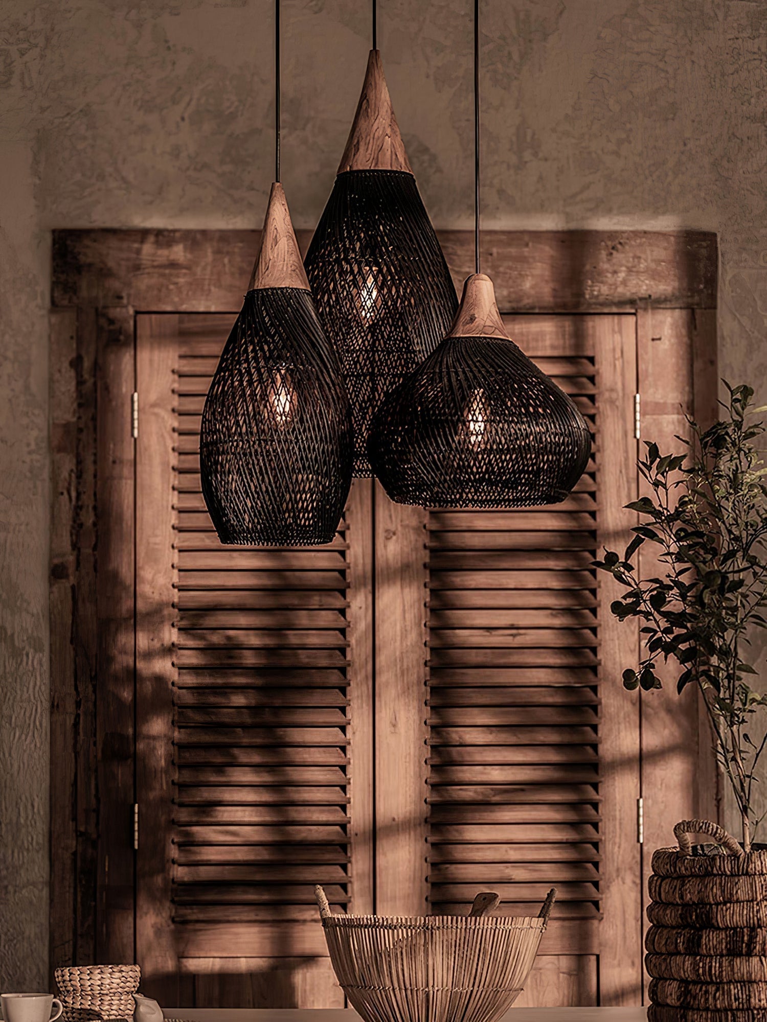 Solara Pendant Lamp Rattan Swag Woven - Letslighting