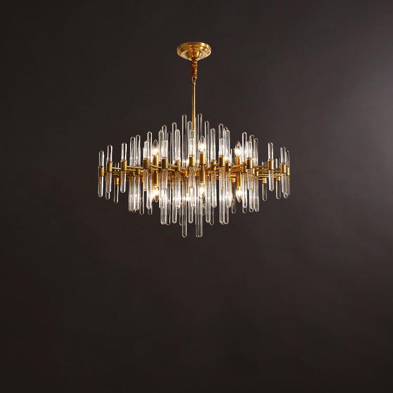 Solara Chandelier Antique Brass Starburst - Letslighting