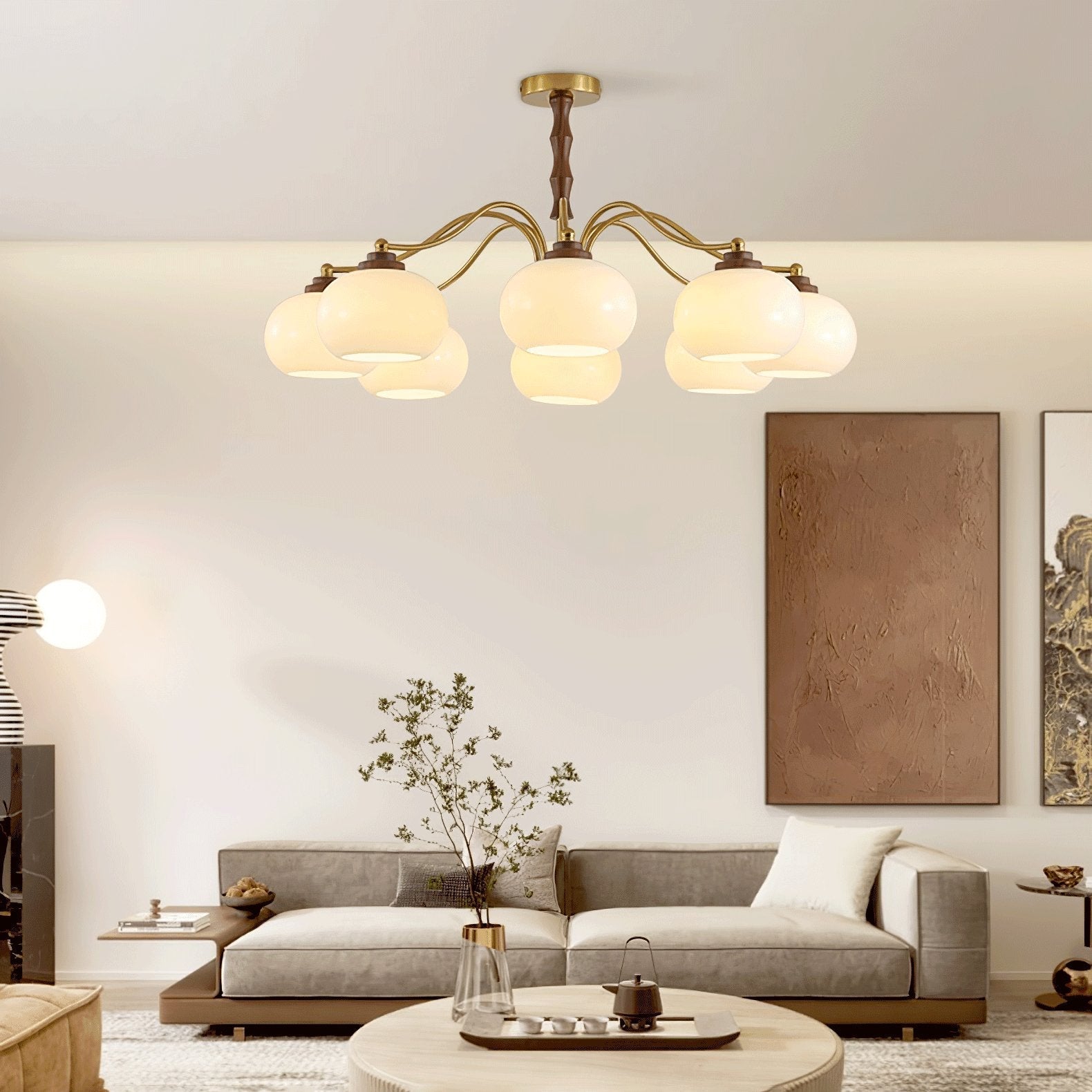 Persimmon Glass Globe Chandelier - Blowlighting