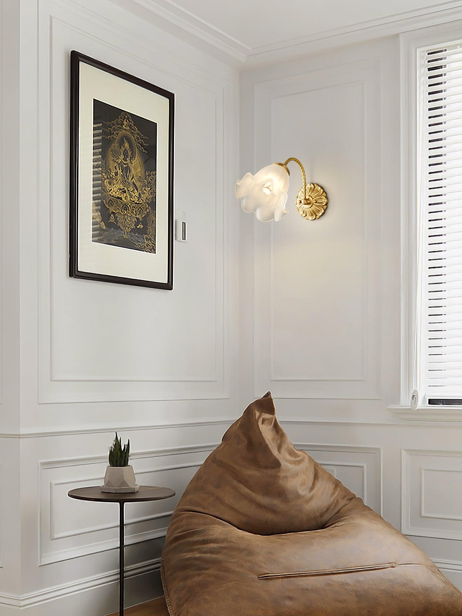 Brass Floral Glass Sconce - Blowlighting