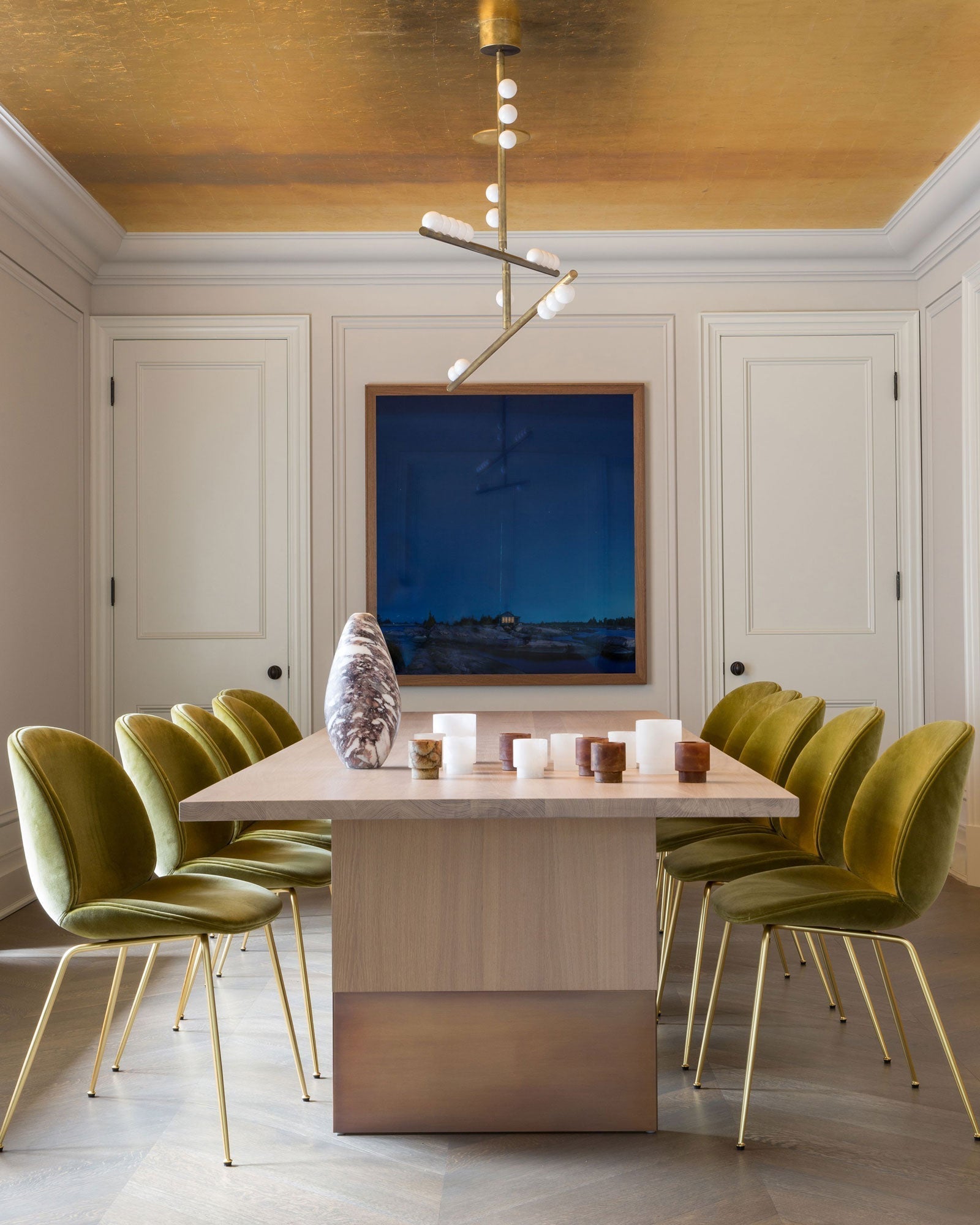 Eurzoris Geometric Brass Linear Pendant Light Chandelier - Blowlighting