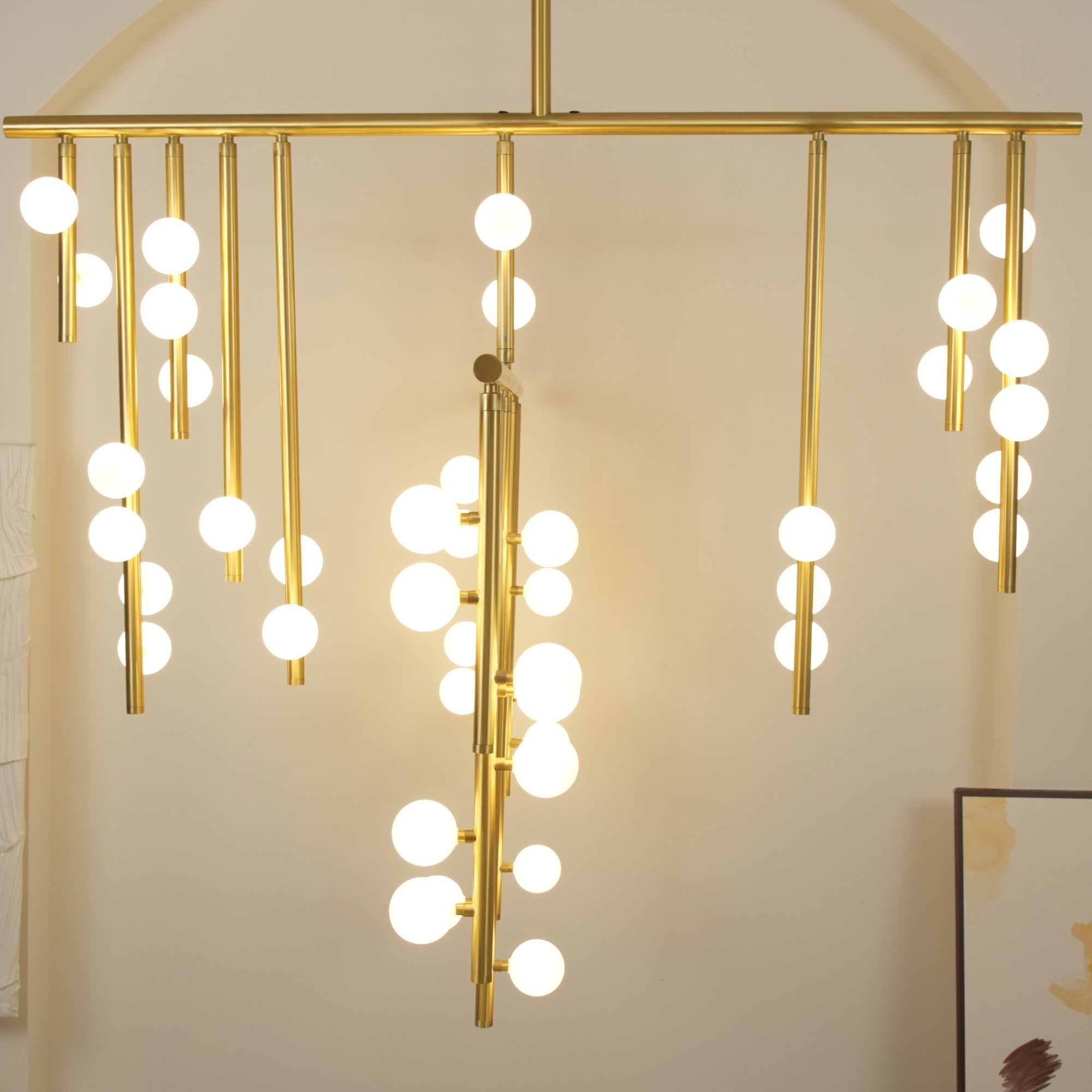 Eurzoris Geometric Brass Linear Pendant Light Chandelier - Blowlighting