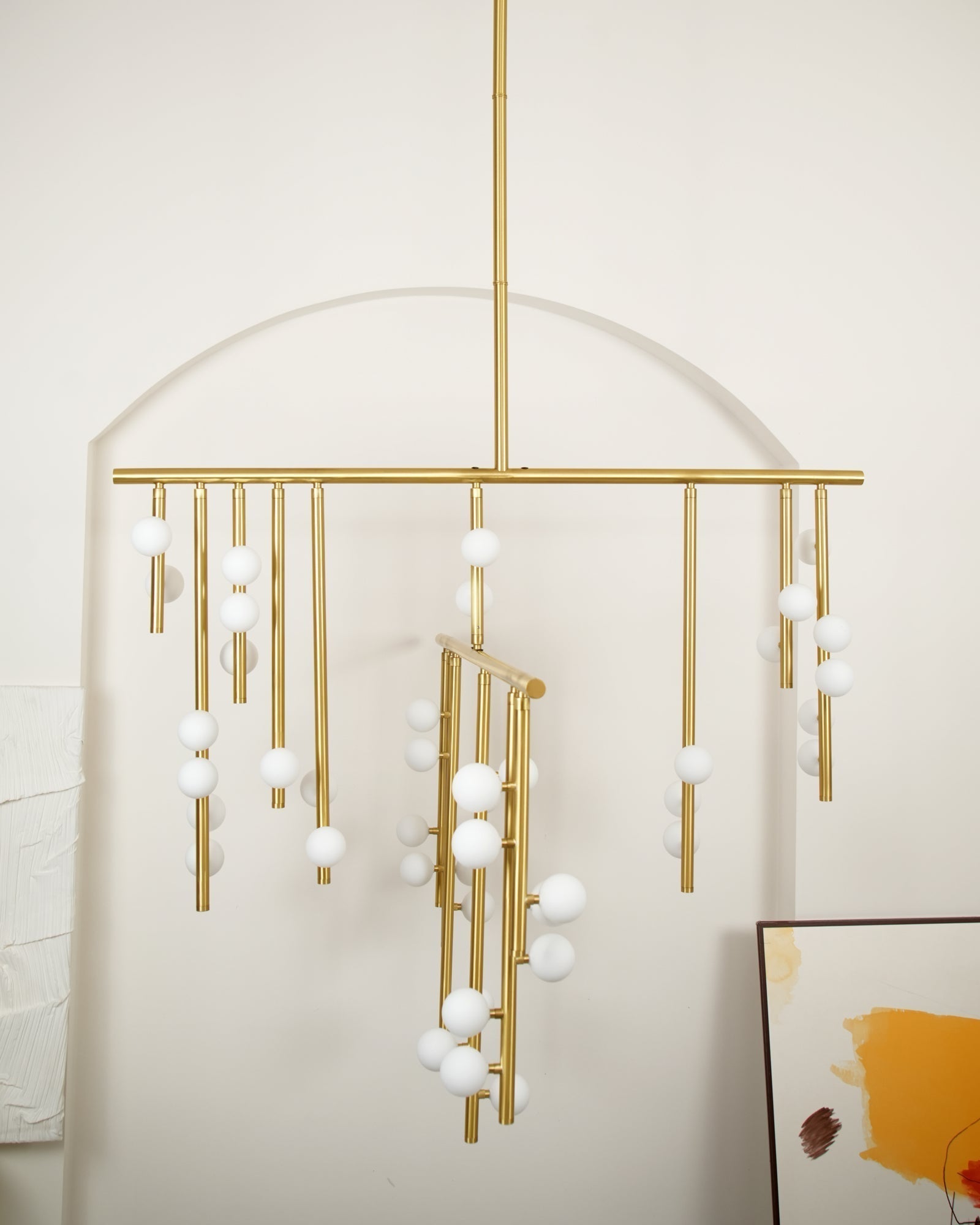 Eurzoris Geometric Brass Linear Pendant Light Chandelier - Blowlighting