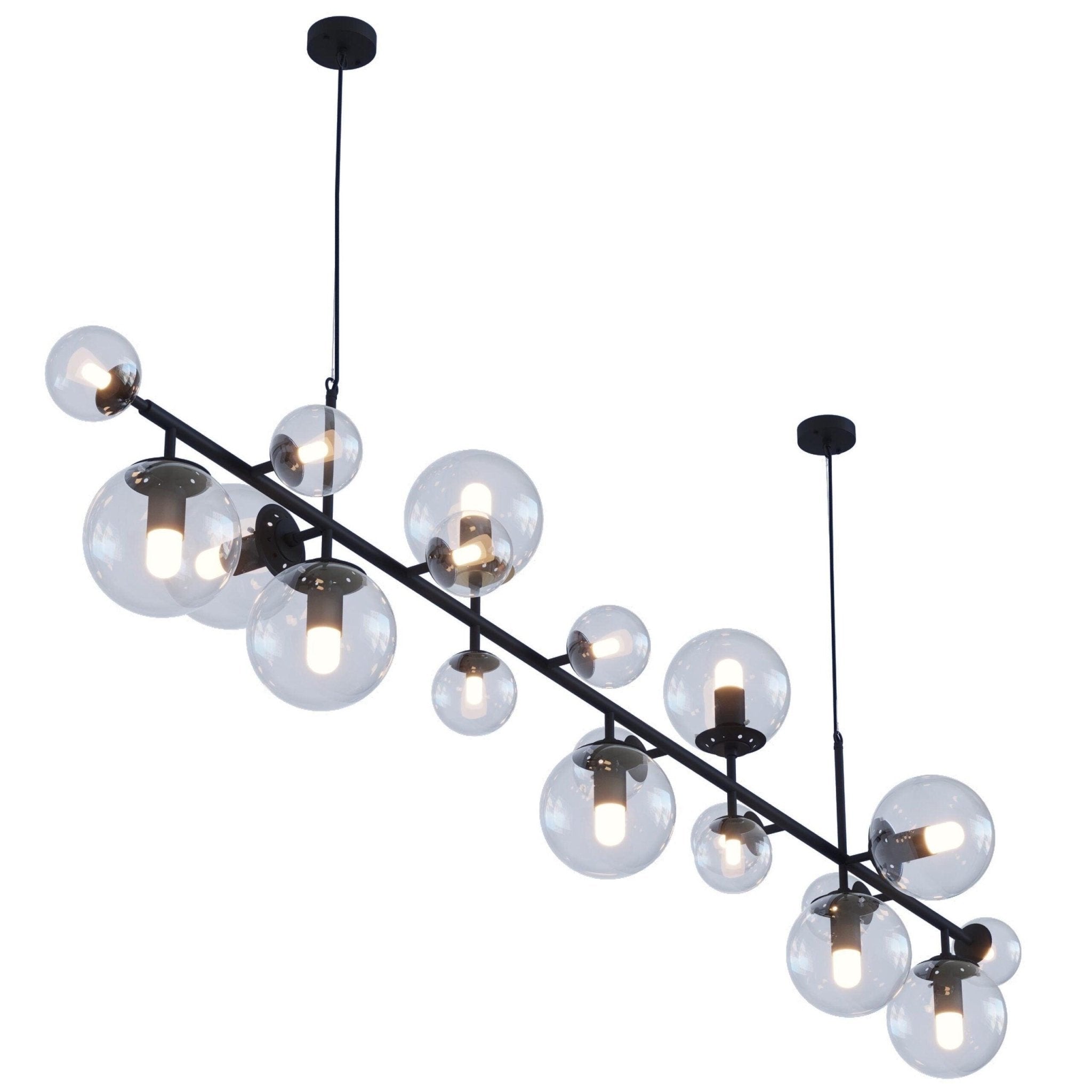 Brass Glass Globe Chandelier - Blowlighting