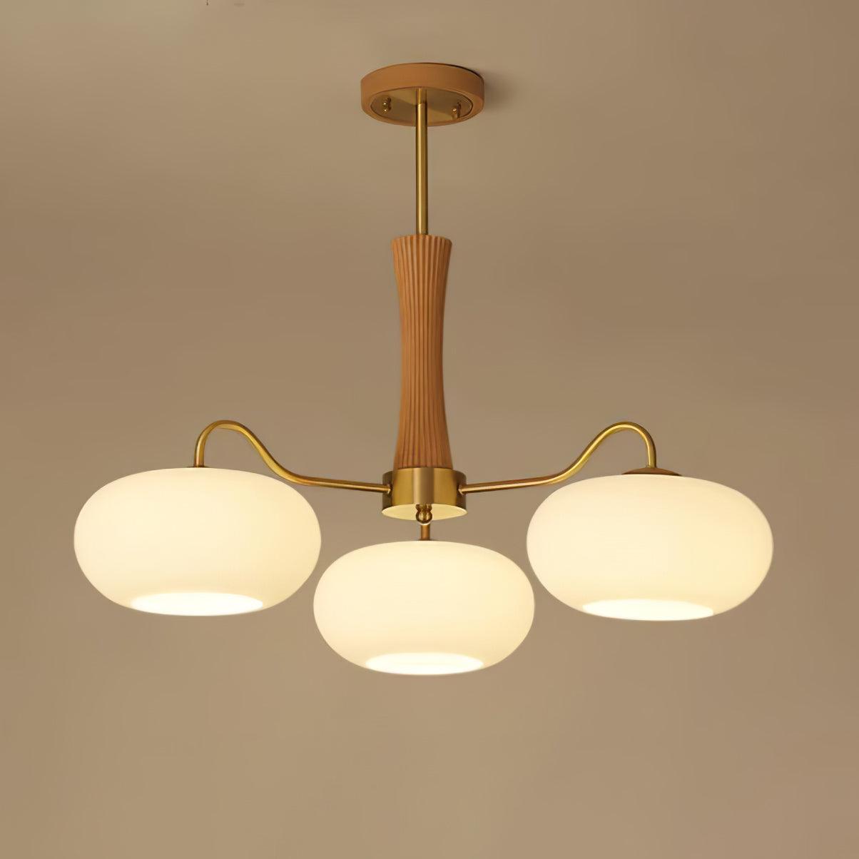 Brass Wooden Persimmon Chandelier - Blowlighting