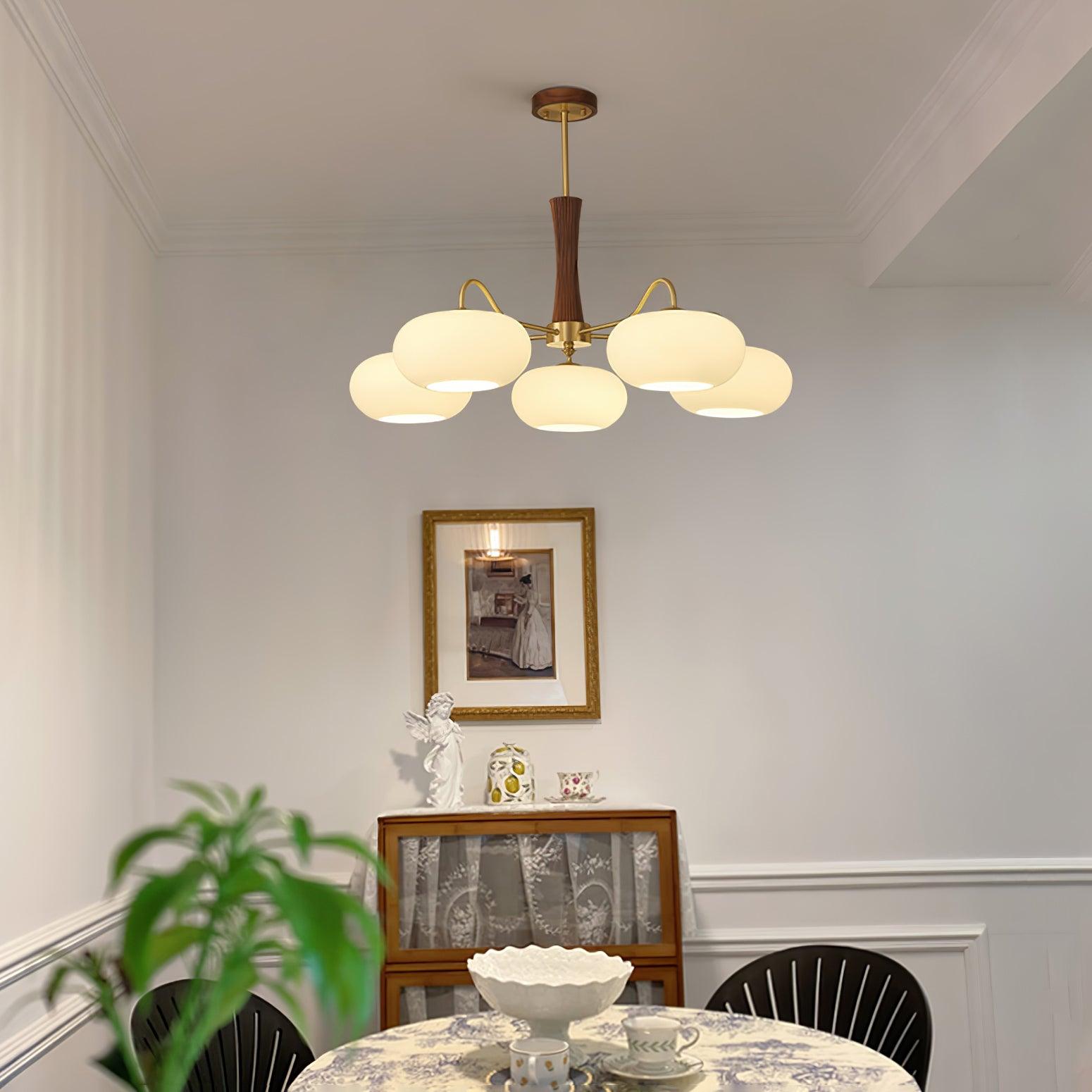 Brass Wooden Persimmon Chandelier - Blowlighting
