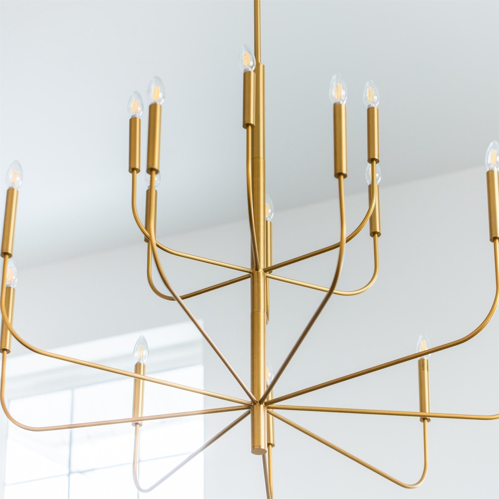 Olcarel Vintage Industrial Brass Metal Chandelier - Lamp Copper