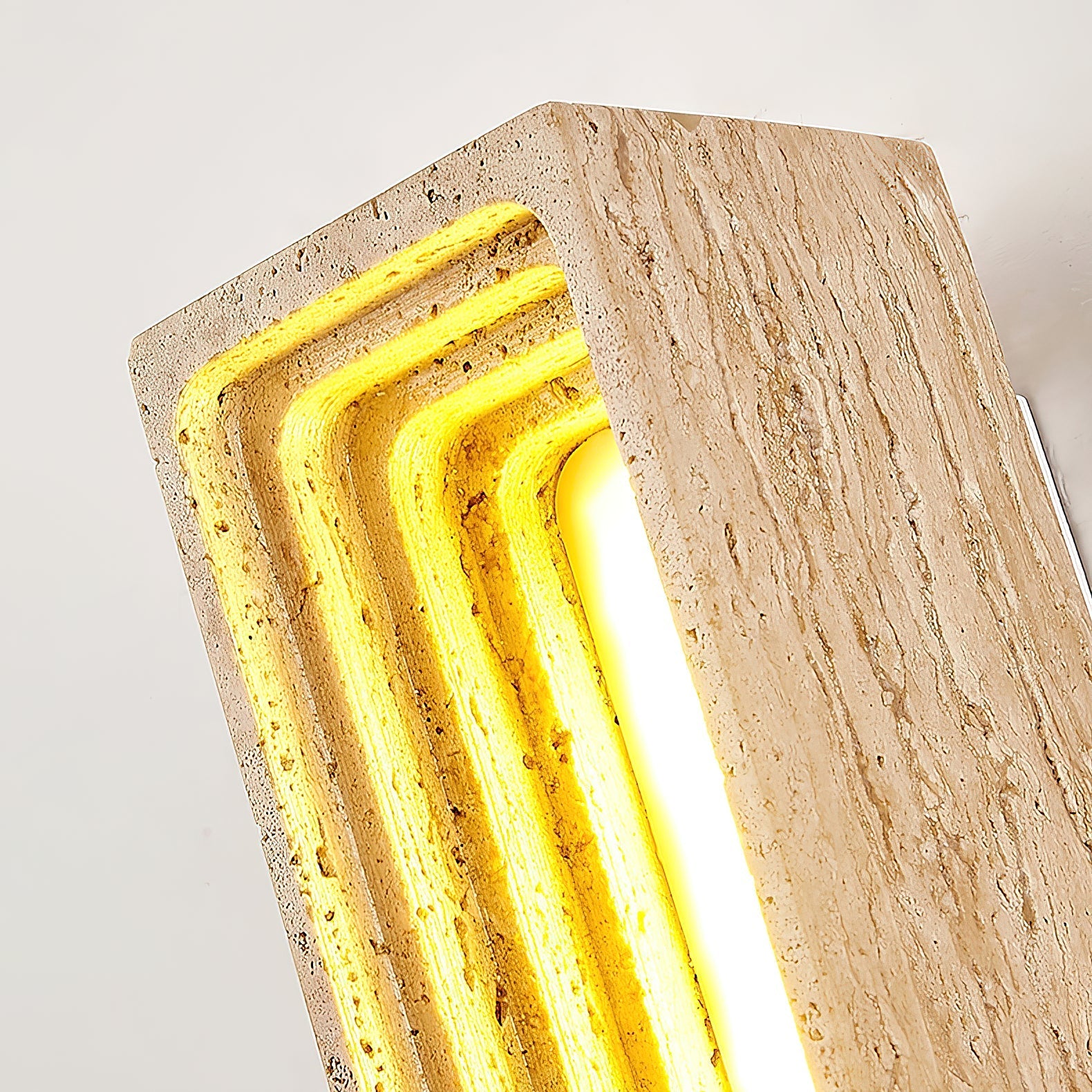Siliq Modern Minimalist Beige Travertine Wall Lamp - Lamp Copper