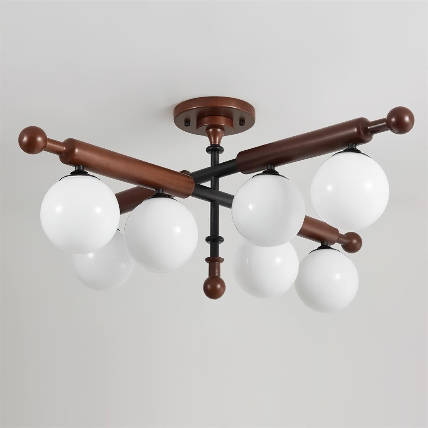 Briette Ceiling Light Wood Arms Sculptural Globe - Letslighting