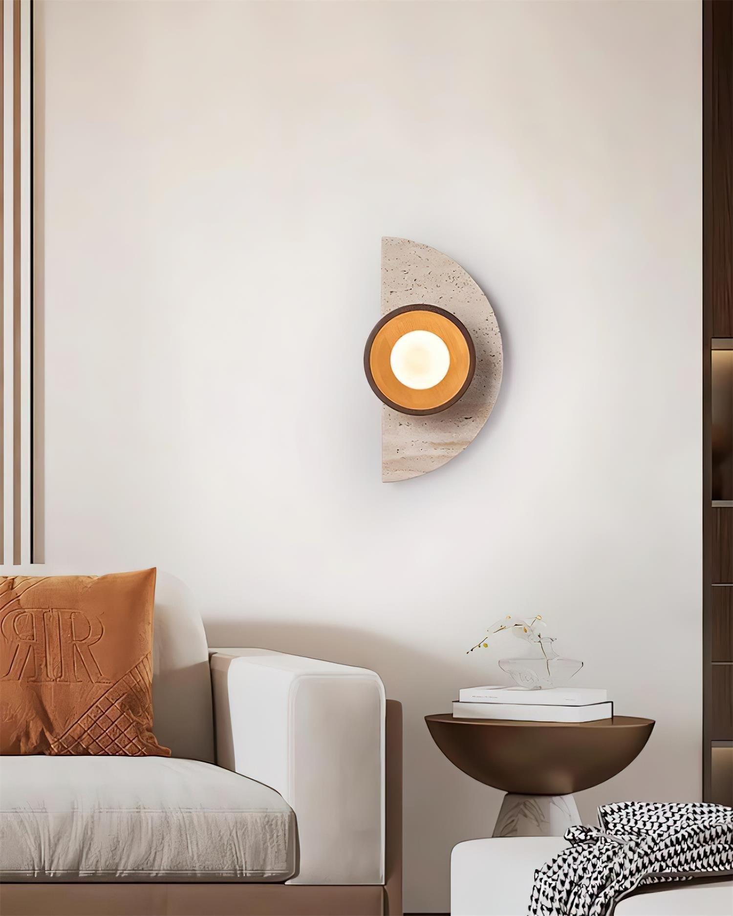 Solaro Wall Lamp Travertine Half-moon Design - Letslighting