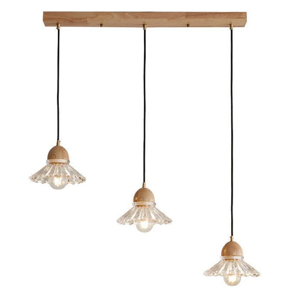 Valentina Rétro LED Suspension Bois Verre Salon/Chambre À Coucher