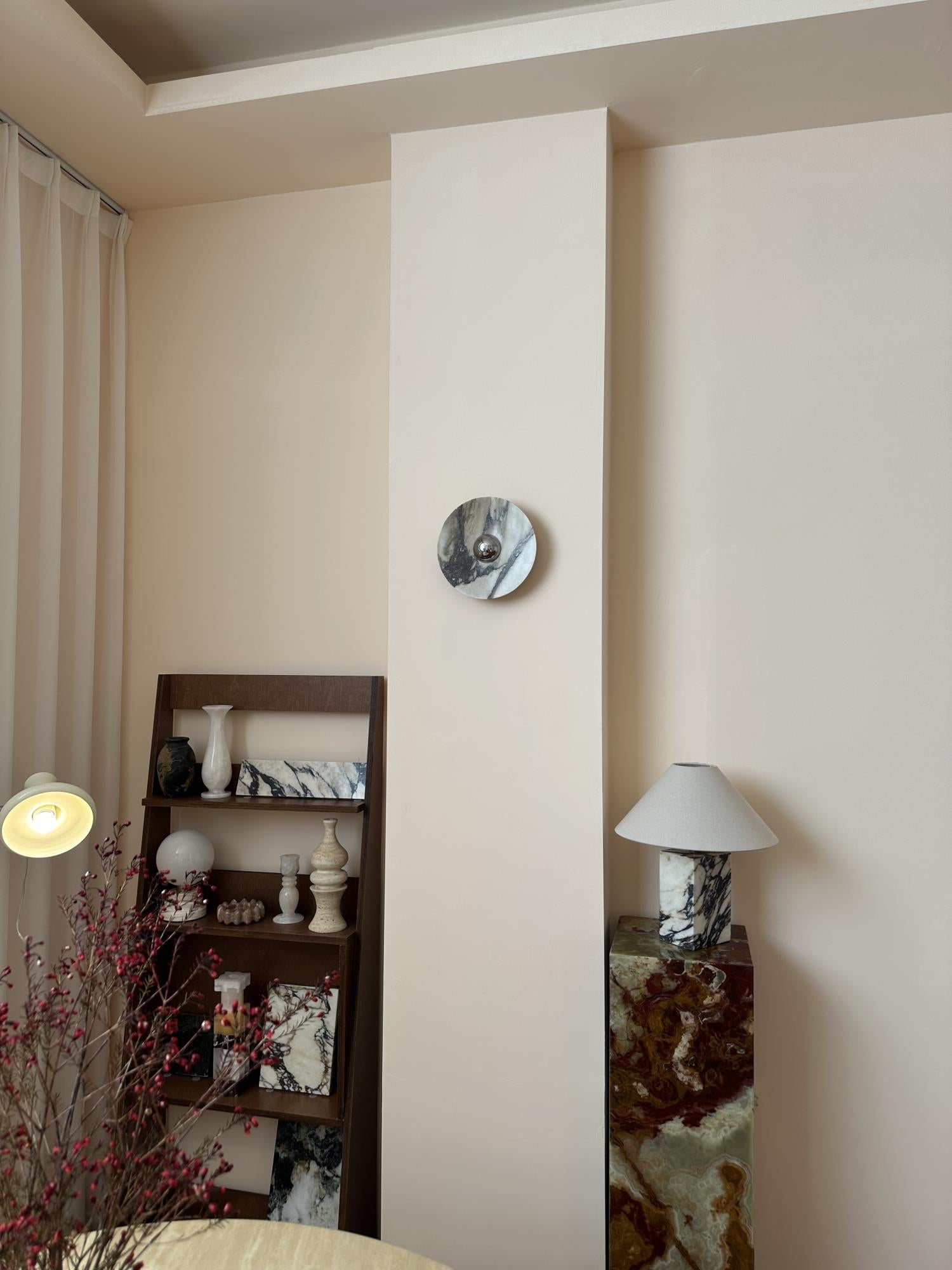Alter Modern Minimalist Round Marble Metal Sconce Wall Lamp - Lamp Copper