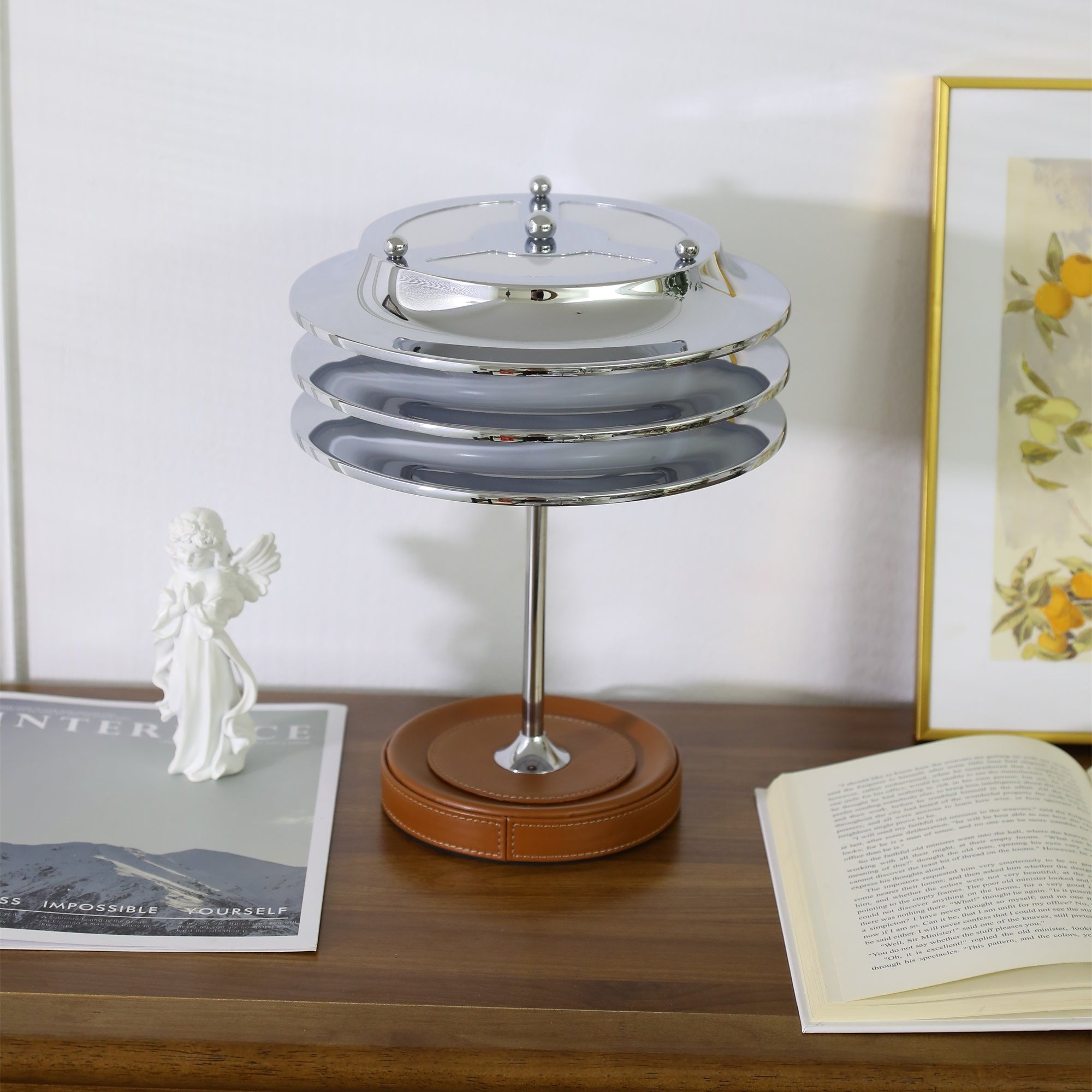 Calystron Art Cuir Artificiel Métal Lampe de Table