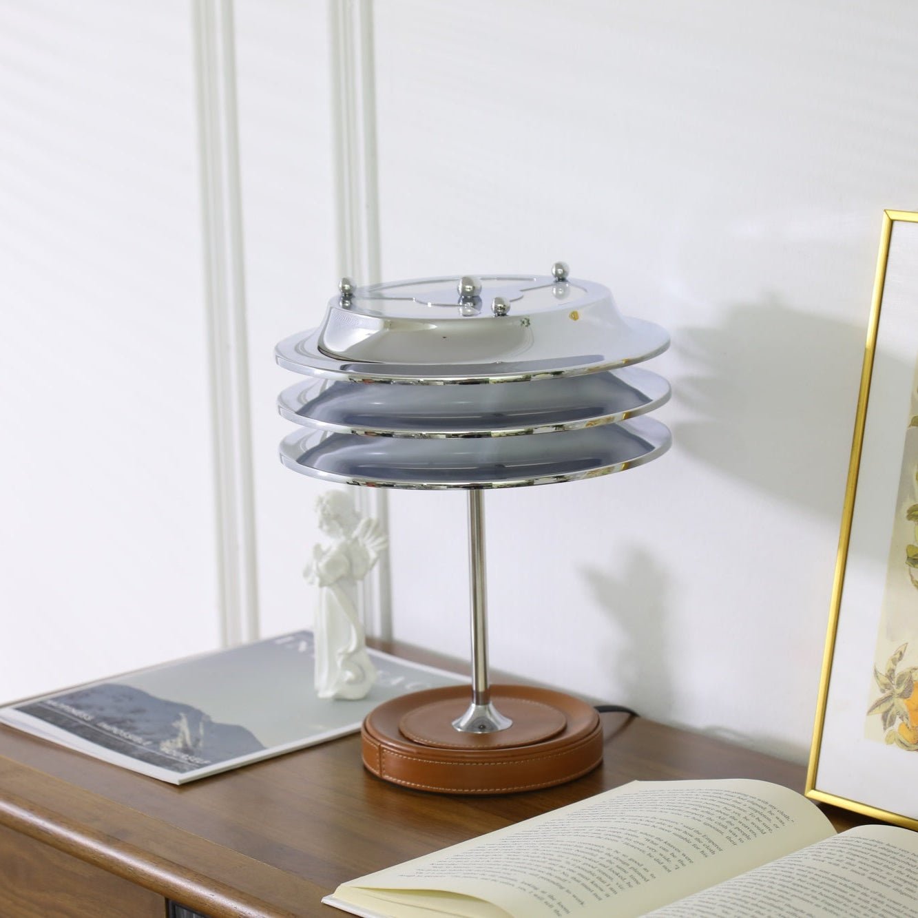 Calystron Art Cuir Artificiel Métal Lampe de Table