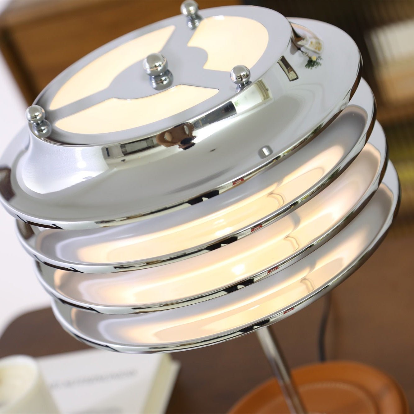 Calystron Art Cuir Artificiel Métal Lampe de Table