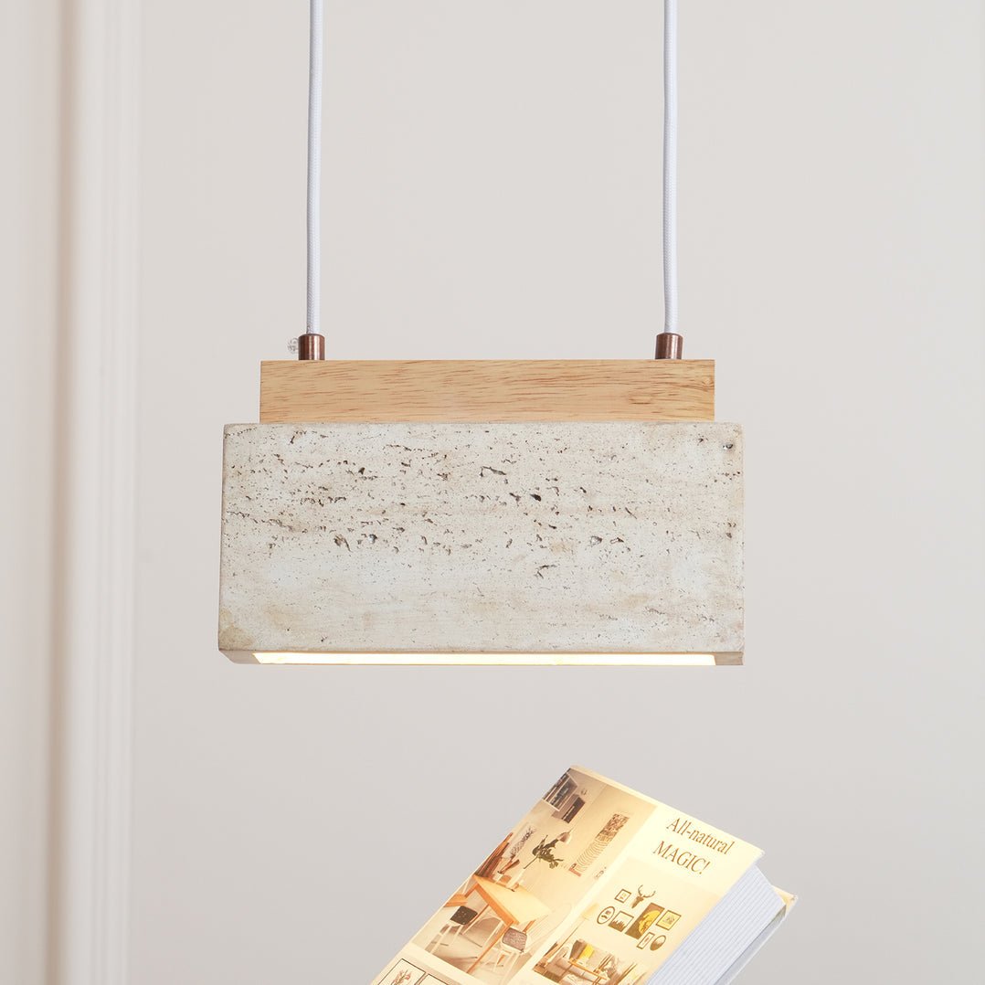 Ciraeila Rectangular Travertine Pendant Light - Letslighting
