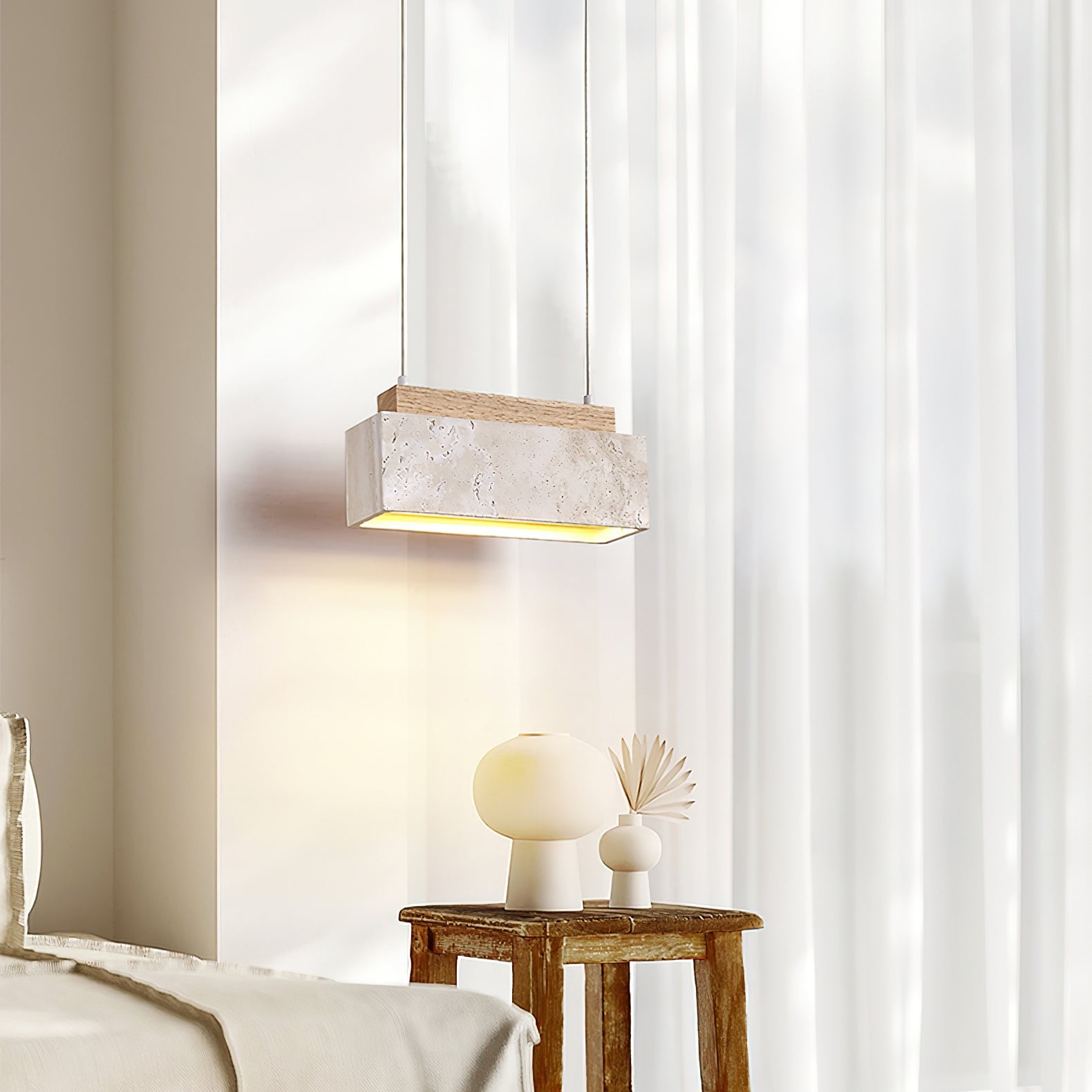 Ciraeila Rectangular Travertine Pendant Light - Letslighting