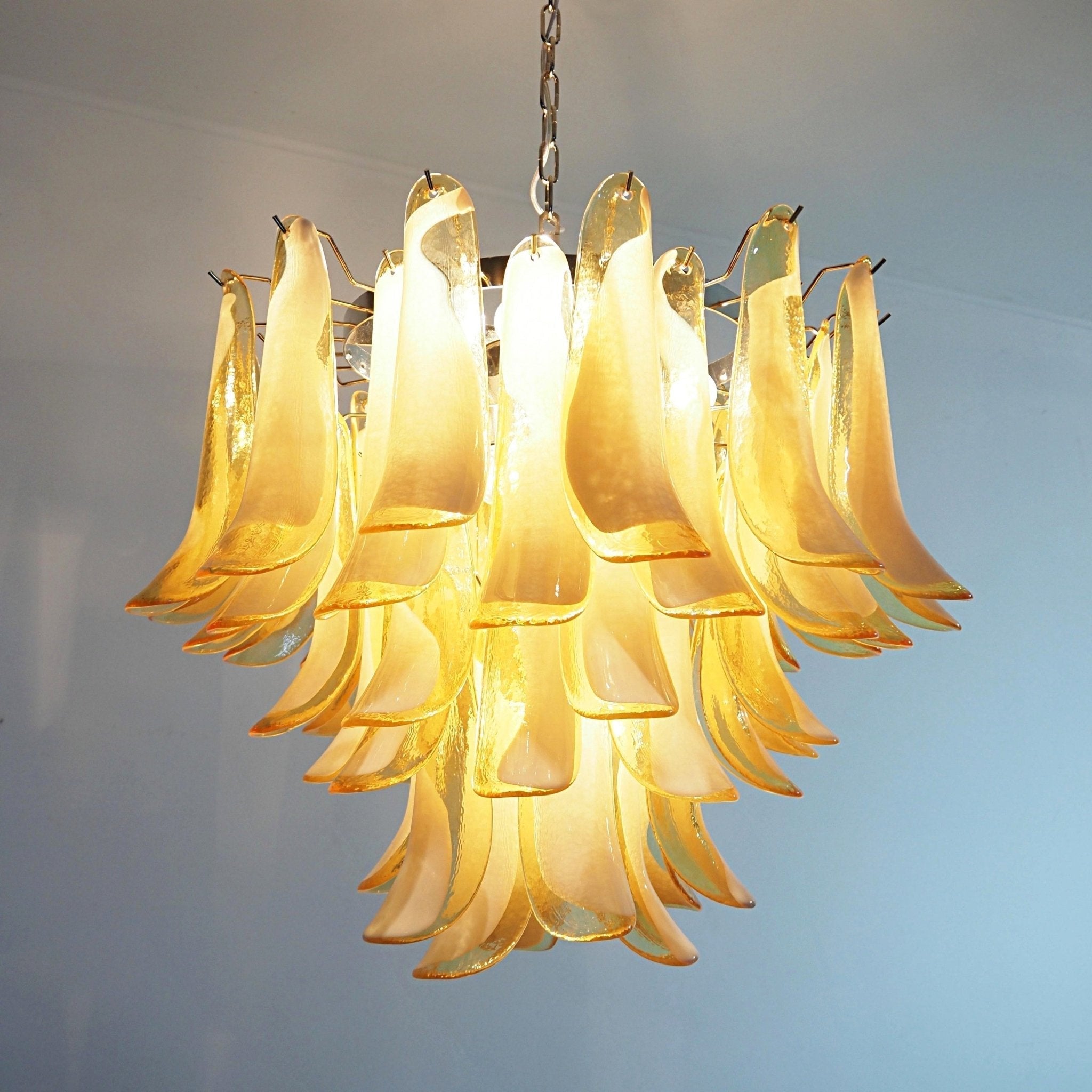 Aurora Chandelier Amber Murano Glass Petals Layered - Letslighting