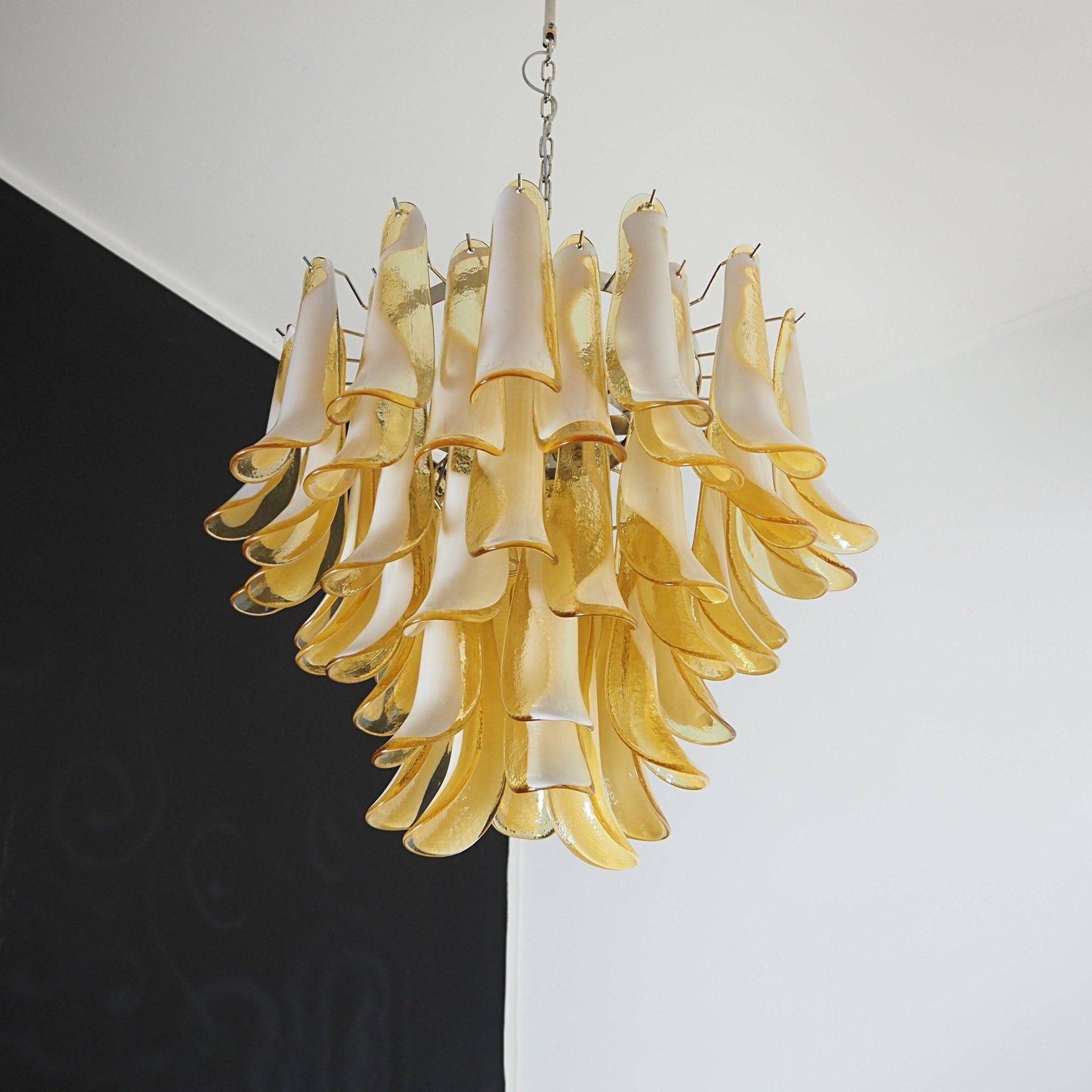 Aurora Chandelier Amber Murano Glass Petals Layered - Letslighting