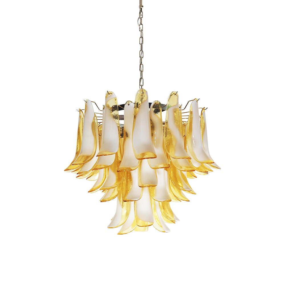 Aurora Chandelier Amber Murano Glass Petals Layered - Letslighting