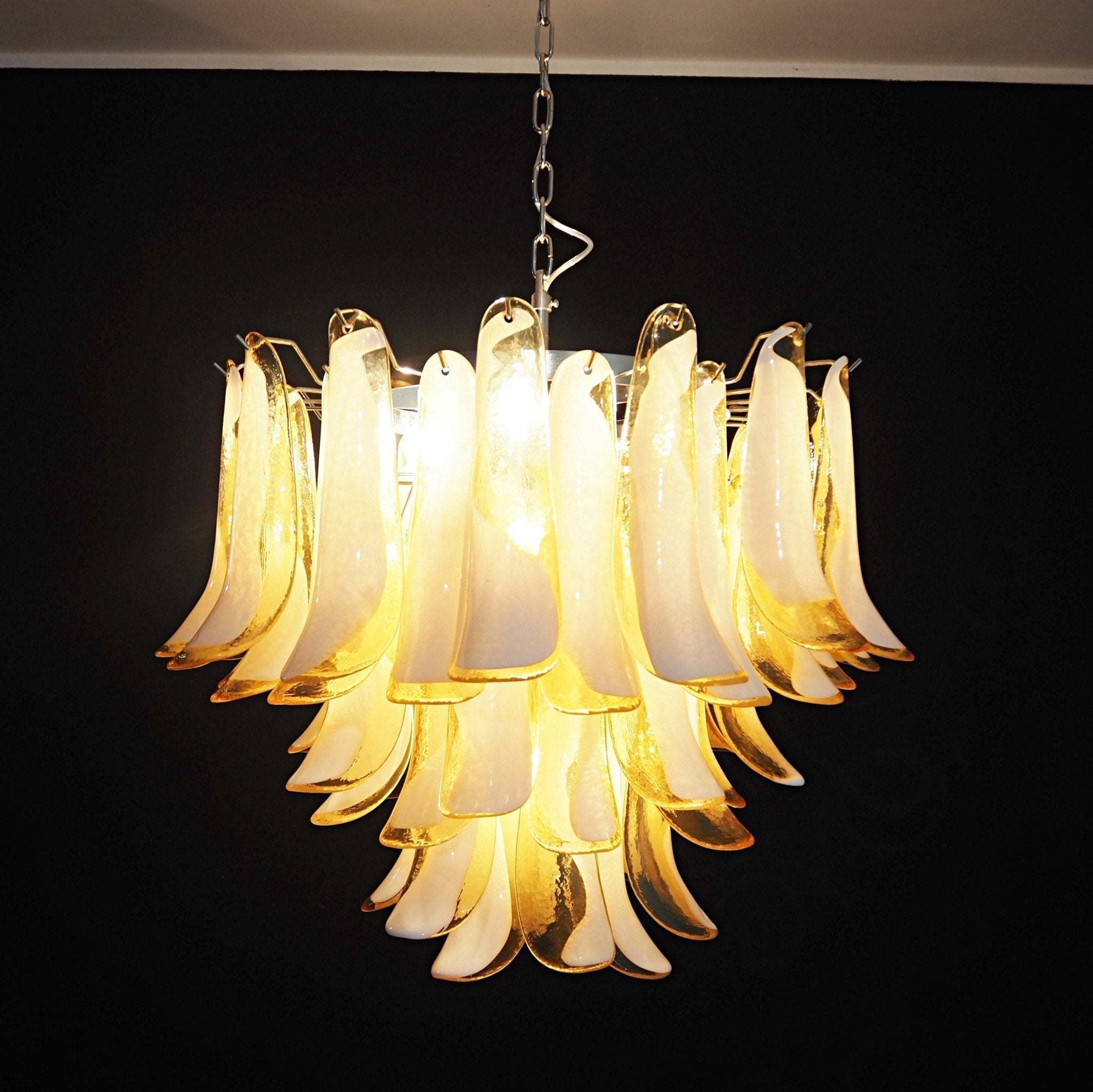Aurora Chandelier Amber Murano Glass Petals Layered - Letslighting