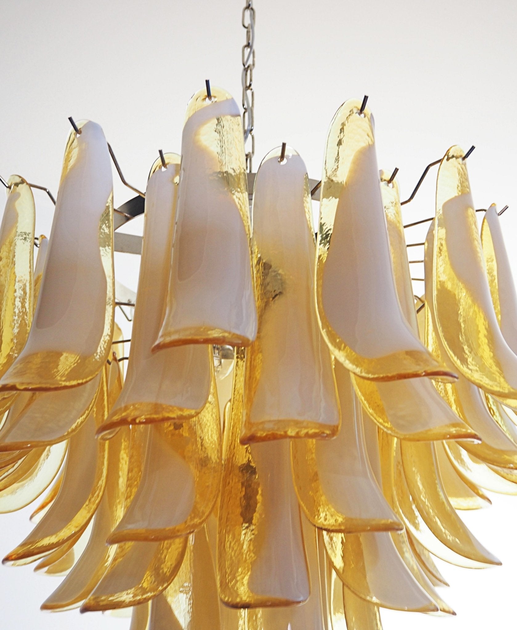 Aurora Chandelier Amber Murano Glass Petals Layered - Letslighting