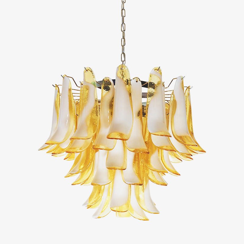 Aurora Chandelier Amber Murano Glass Petals Layered - Letslighting