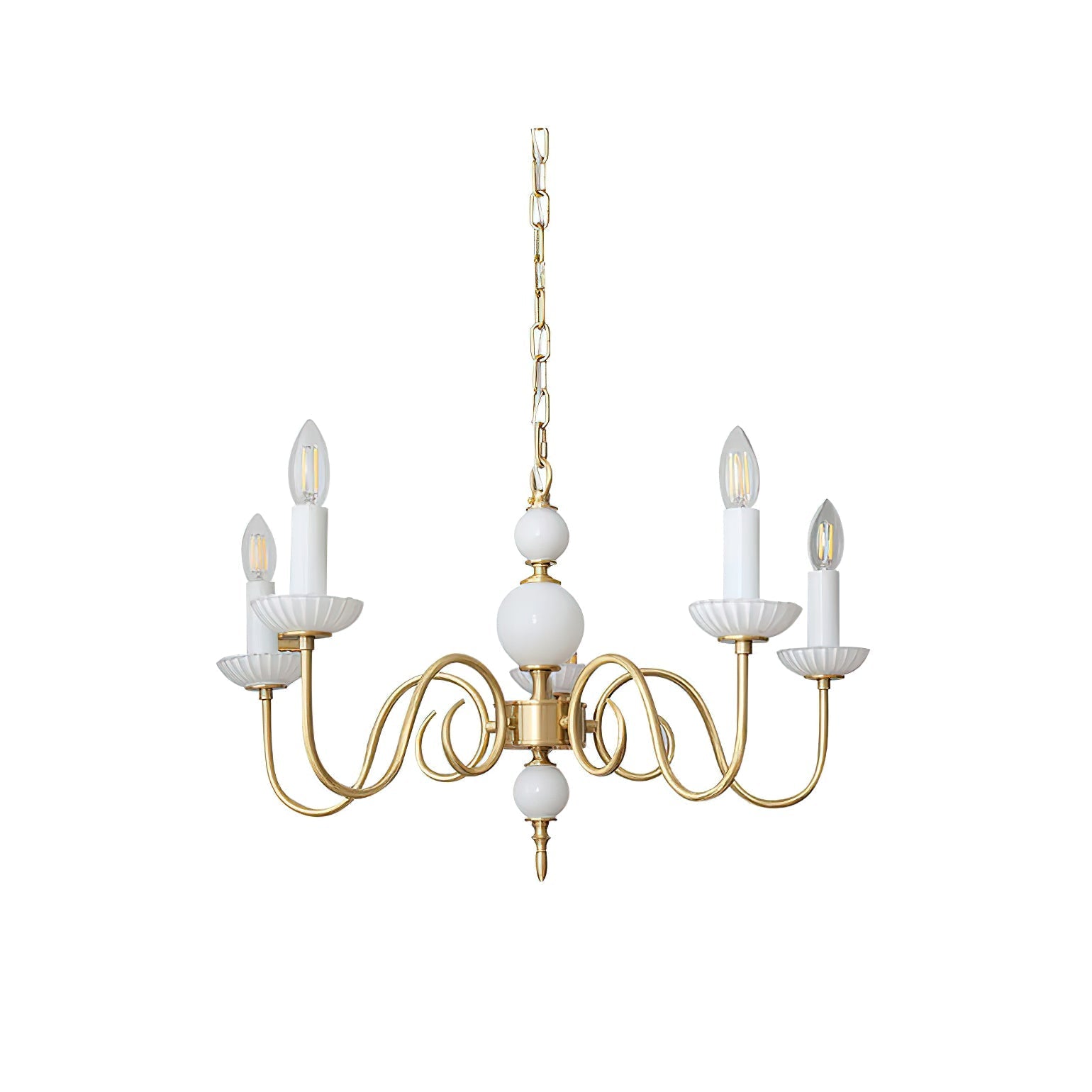 Carlita Chandelier Gold Curved Candle Arms - Letslighting