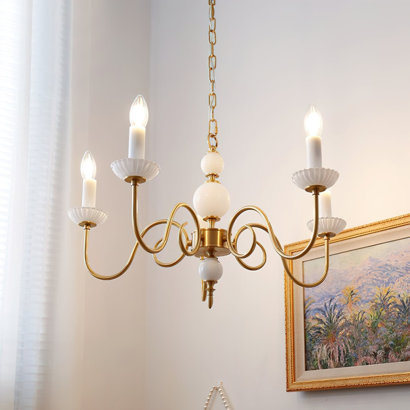 Carlita Chandelier Gold Curved Candle Arms - Letslighting