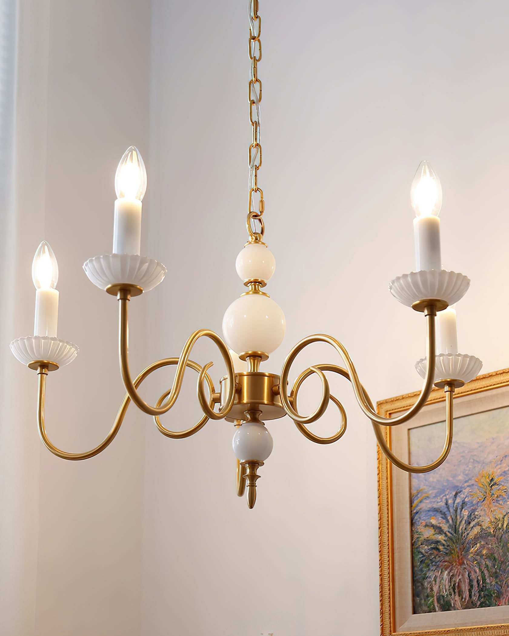 Carlita Chandelier Gold Curved Candle Arms - Letslighting