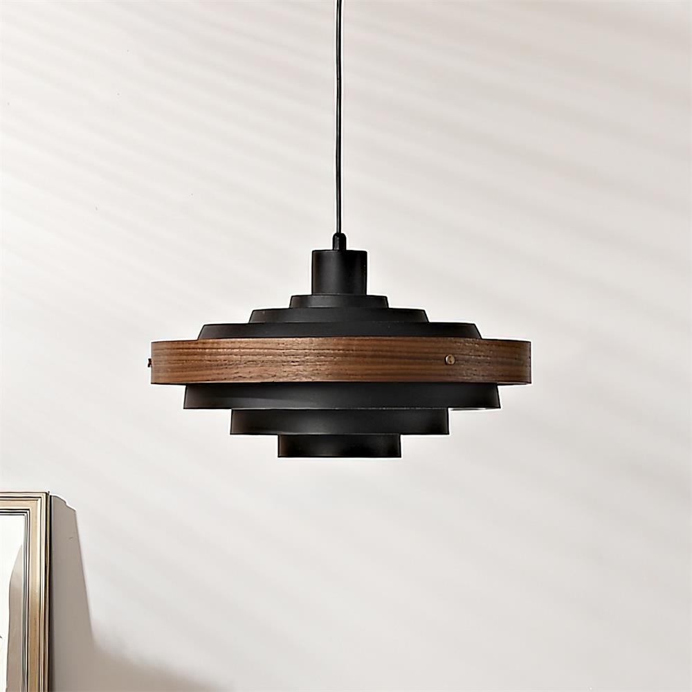 Pendant Lamp Rustic & Wood with Layered Shade Modern - Letslighting