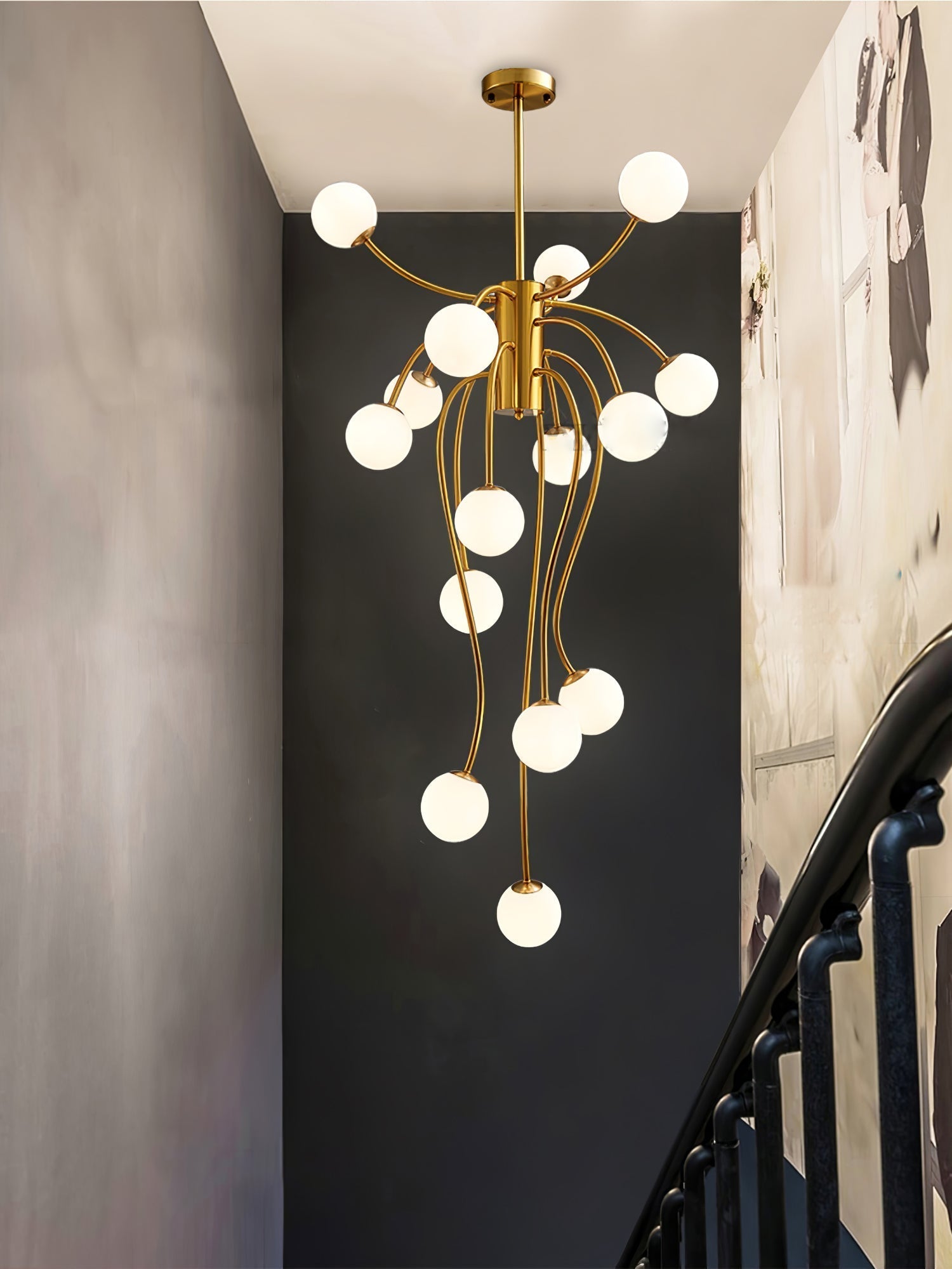 Astralyn Brass Globe Chandelier - Blowlighting