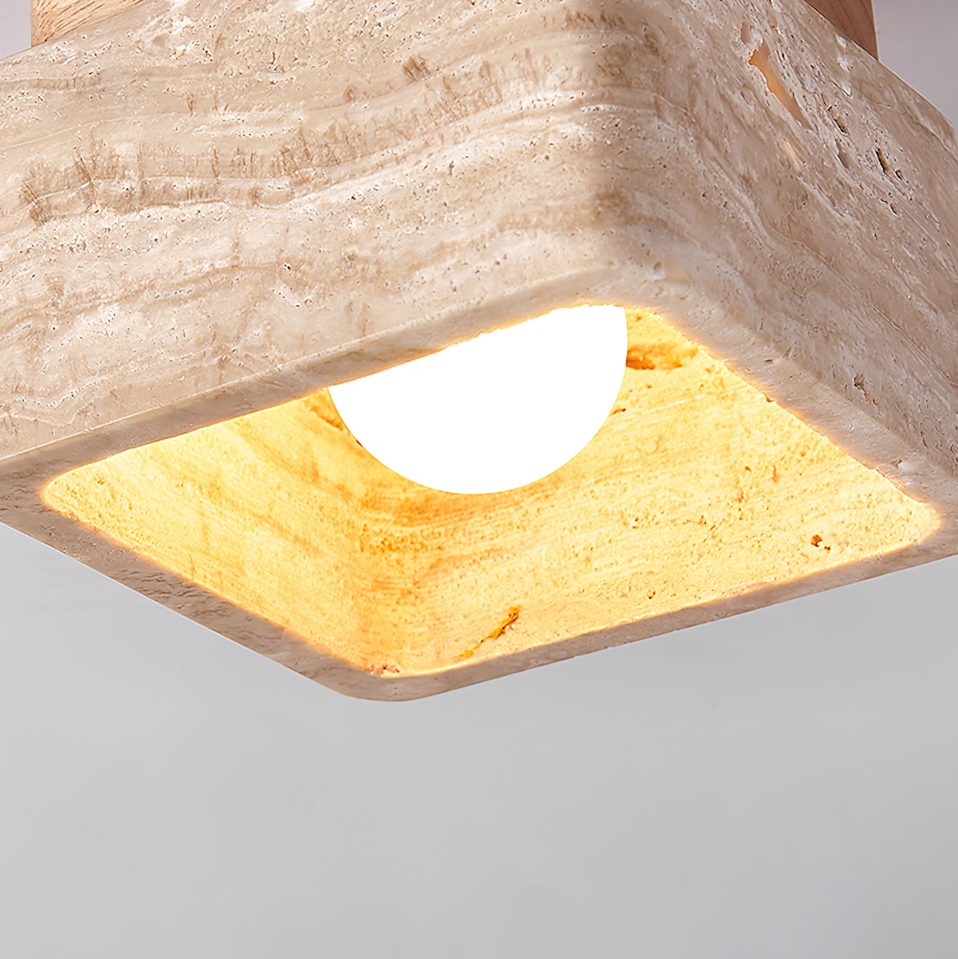 Vellin Travertine Square Flush Mount Ceiling Light - Letslighting