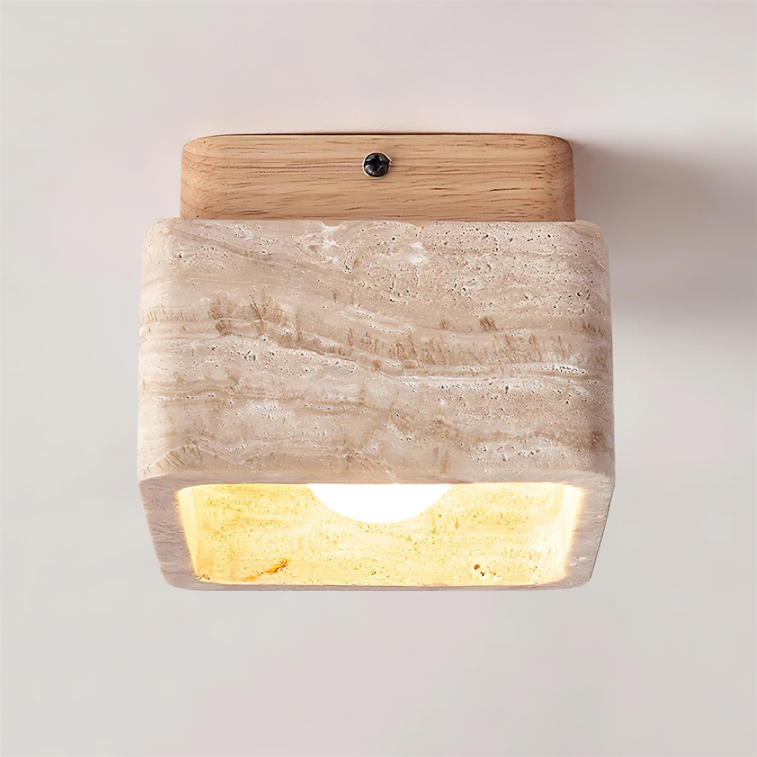 Vellin Travertine Square Flush Mount Ceiling Light - Letslighting