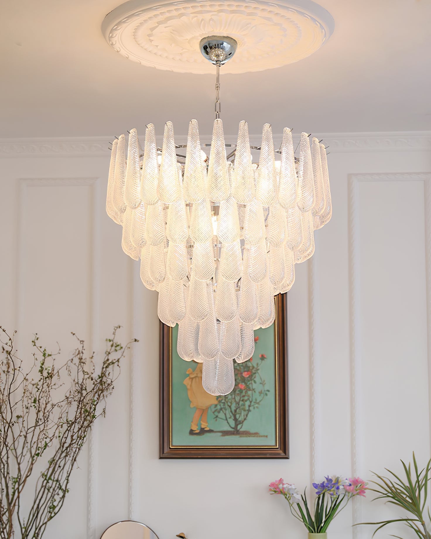 Case Chandelier Glass Droplet Cascade - Letslighting