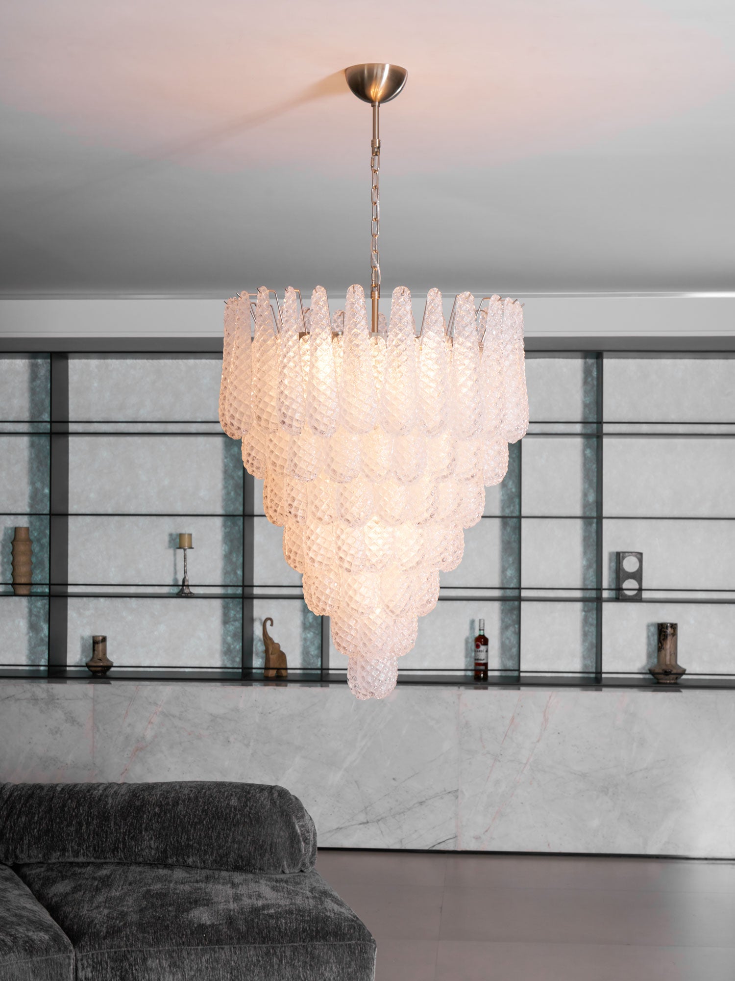 Case Chandelier Glass Droplet Cascade - Letslighting
