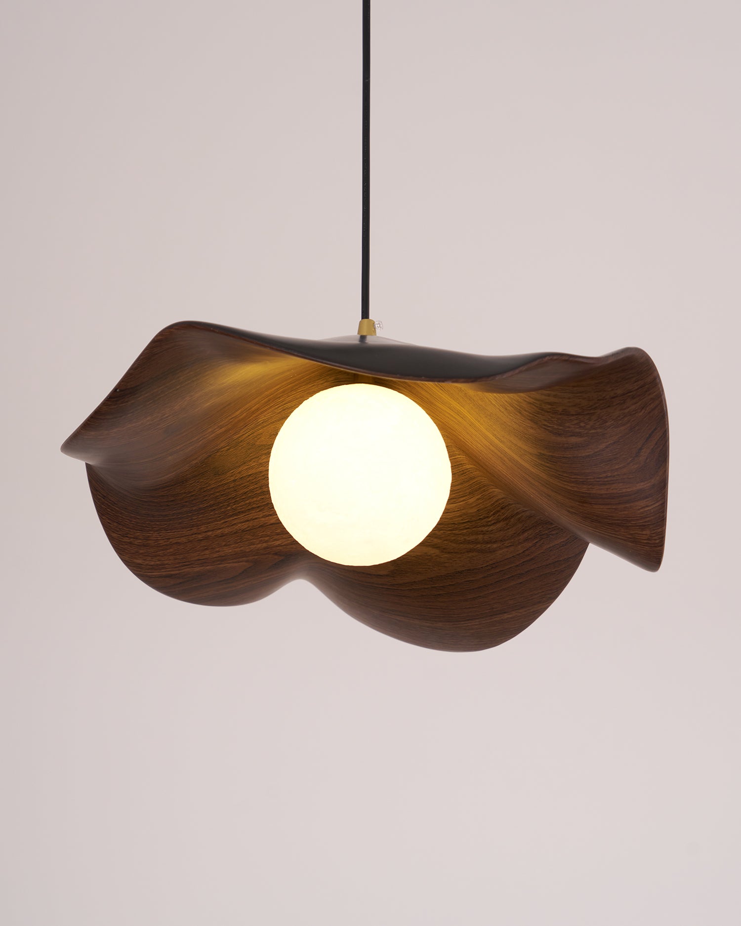 Pendant Lamp Resin Shade in White and Walnut for Living and Dining Room - Letslighting