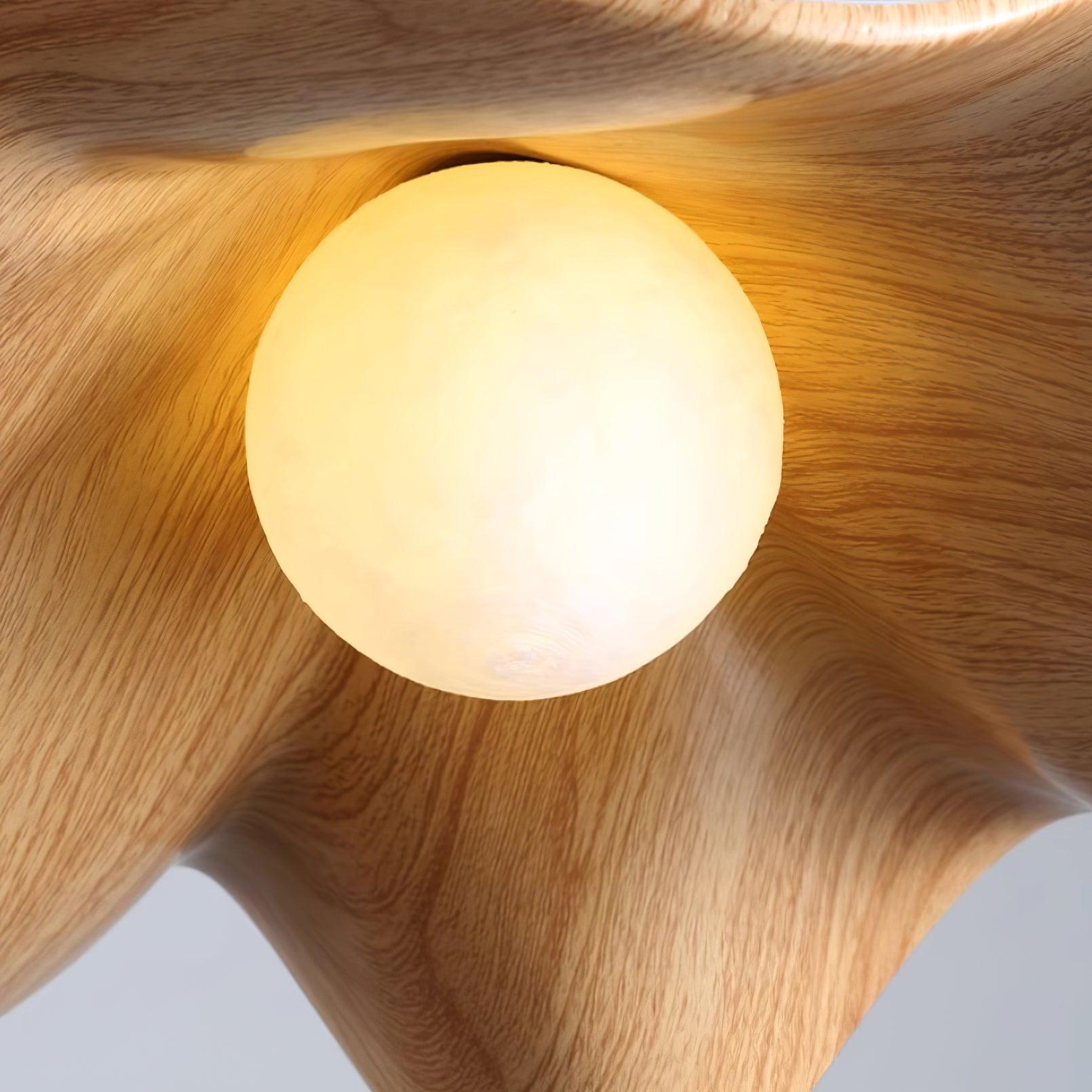 Pendant Lamp Resin Shade in White and Walnut for Living and Dining Room - Letslighting