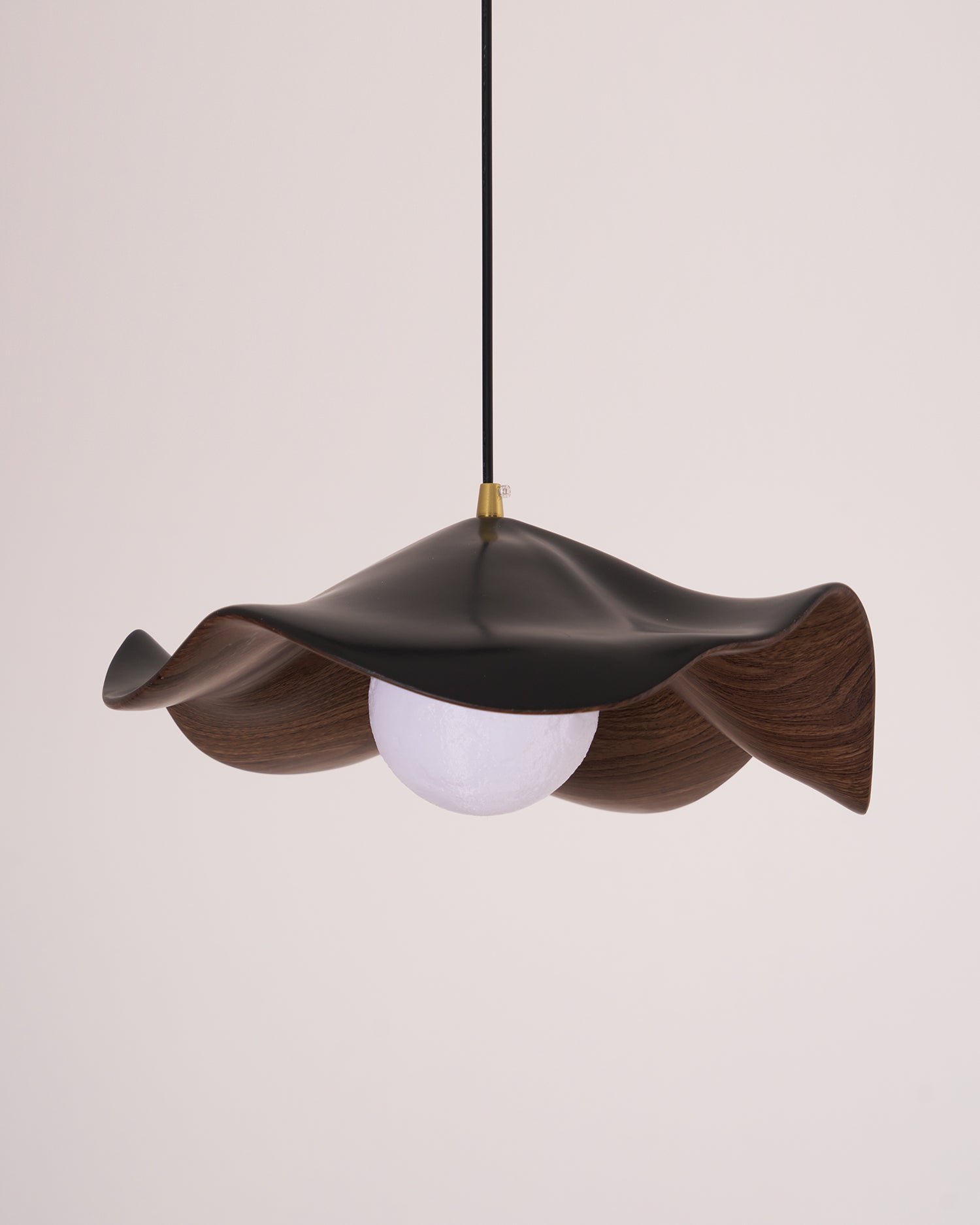 Pendant Lamp Resin Shade in White and Walnut for Living and Dining Room - Letslighting